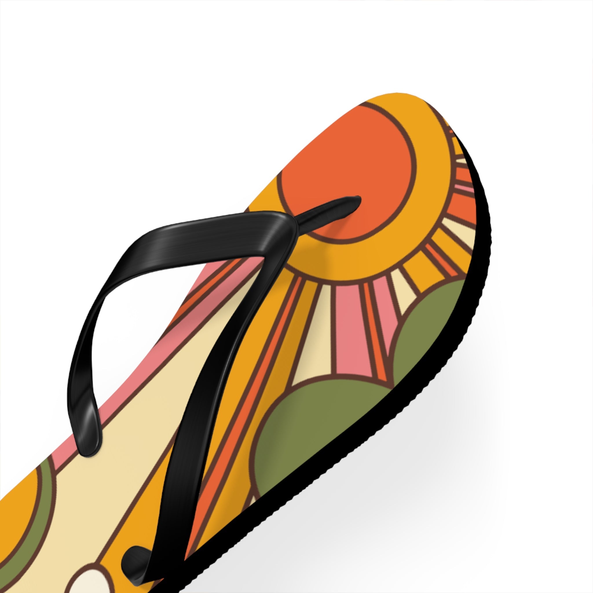 Kate McEnroe New York Groovy Sunshine 70s Flip Flops, Boho Sunburst Beach SandalsFlip Flops24380119764764566400