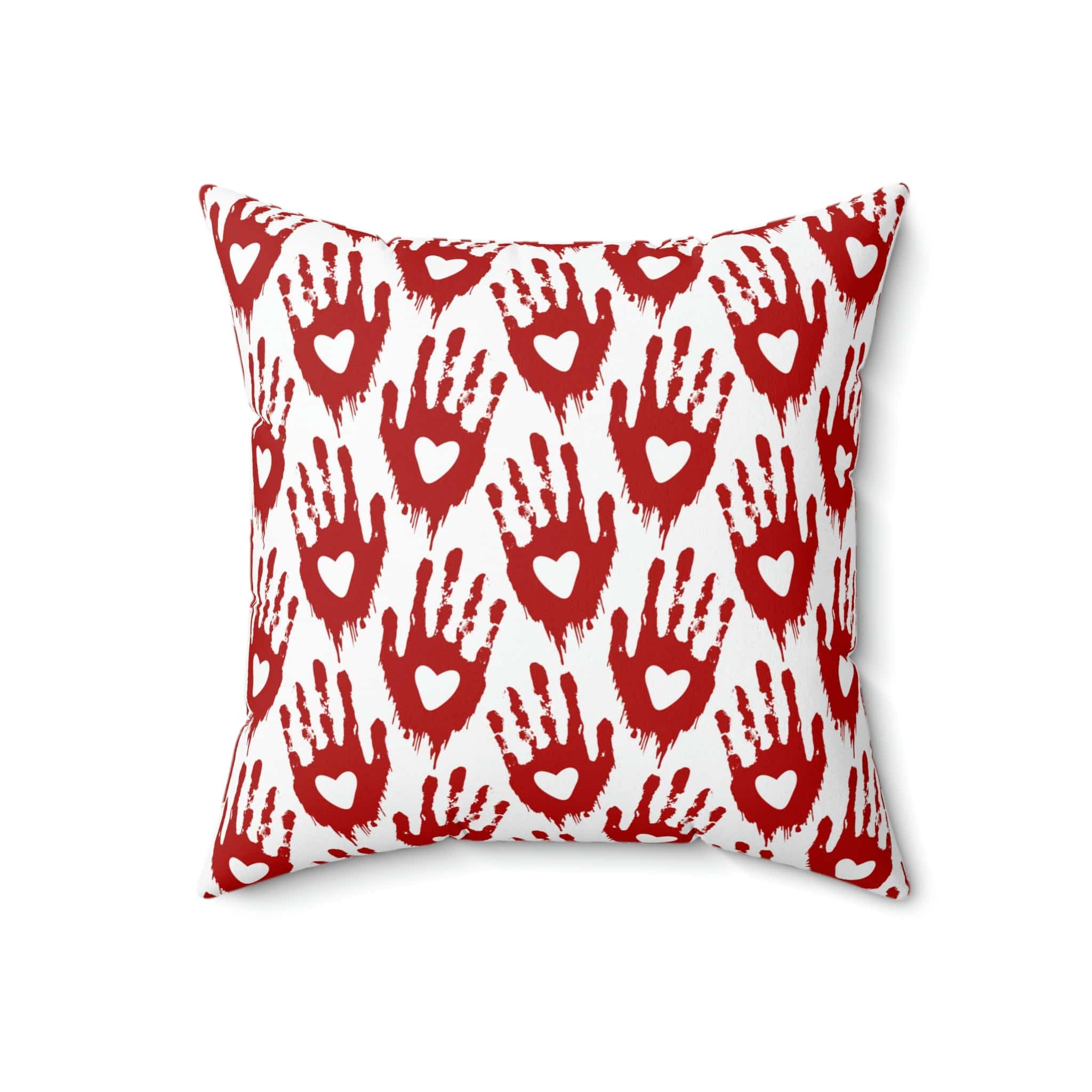 Kate McEnroe New York Halloween Pillow Case - Red Heart Hand PatternThrow Pillow Covers3549431913