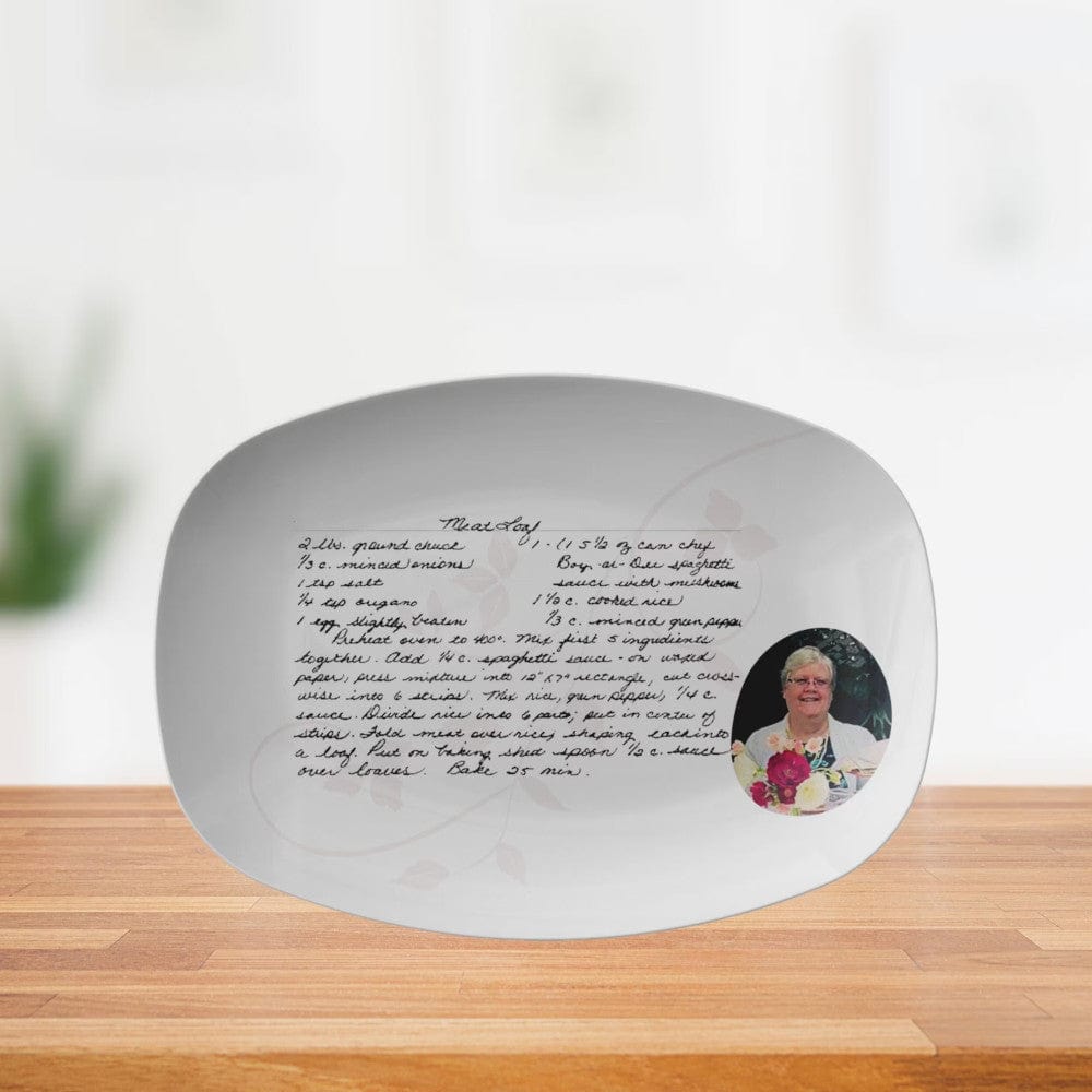 Kate McEnroe New York Handwritten Recipe Platter with Photo, Personalized Handwriting Recipe Card Keepsake for Family Heirloom Recipes, Mother&