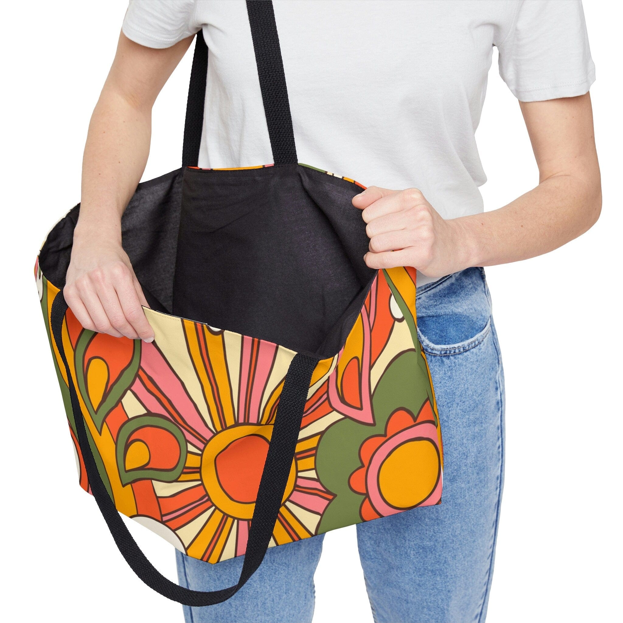Kate McEnroe New York Hippie 70s Sunburst Floral Retro Groovy Weekender Tote BagTotesWT - HIP - GRO - 1
