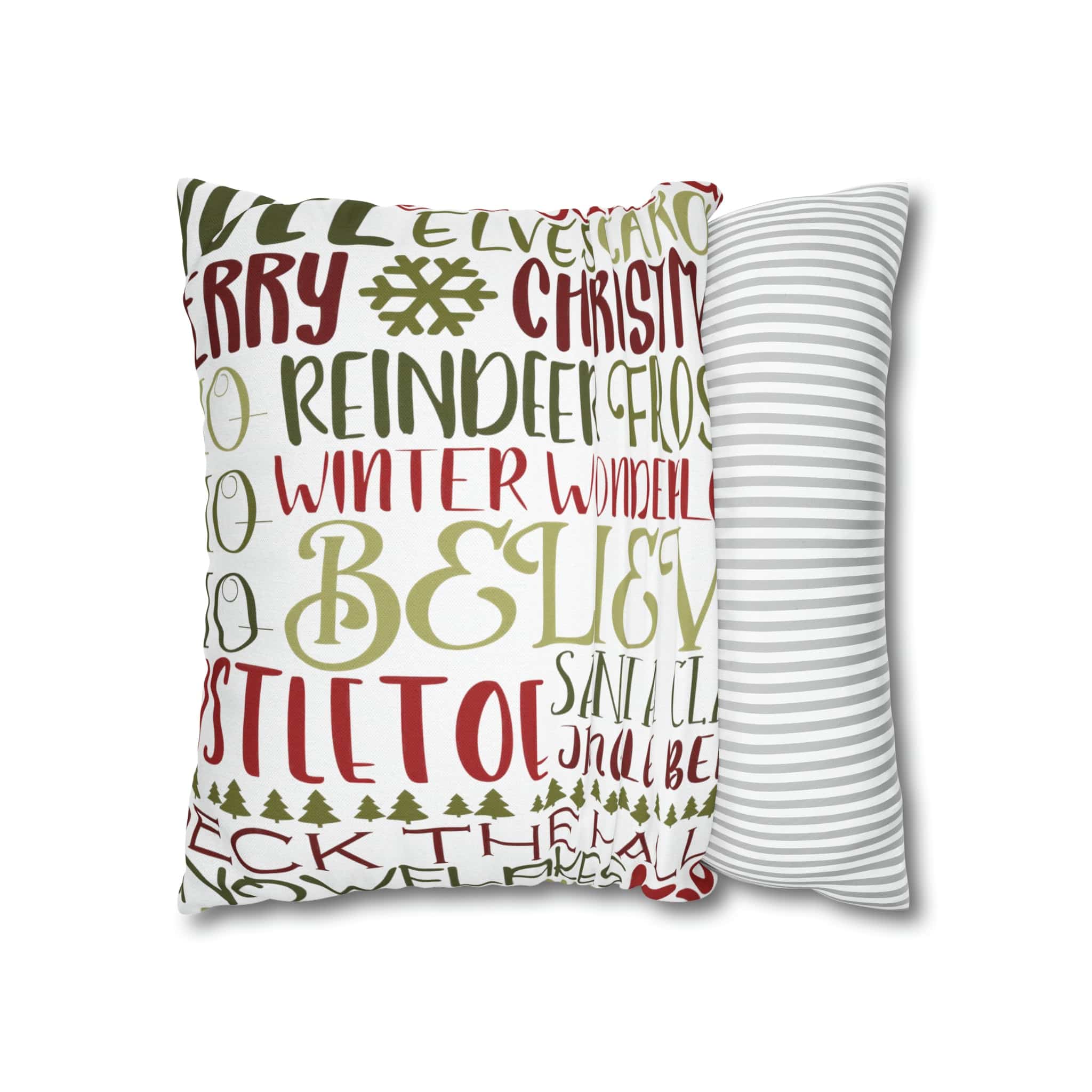 Kate McEnroe New York Holiday Throw Pillow Cover, Farmhouse Decor, Reindeer, Mistletoe, Believe, Winter Wonderland, Jingle Bells, Word Art Christmas PillowcaseThrow Pillow Covers66441887106795551151