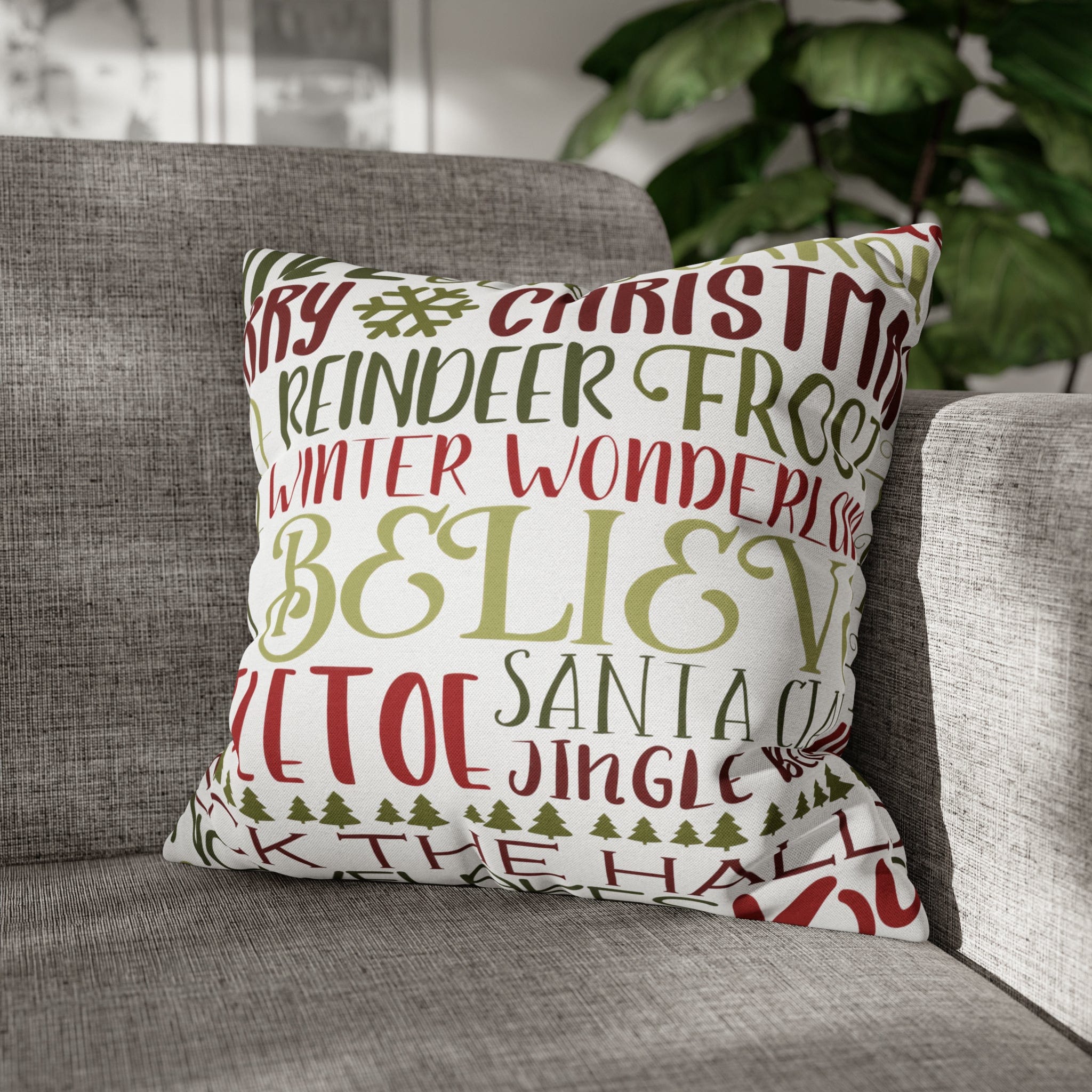 Kate McEnroe New York Holiday Throw Pillow Cover, Farmhouse Decor, Reindeer, Mistletoe, Believe, Winter Wonderland, Jingle Bells, Word Art Christmas PillowcaseThrow Pillow Covers66441887106795551151