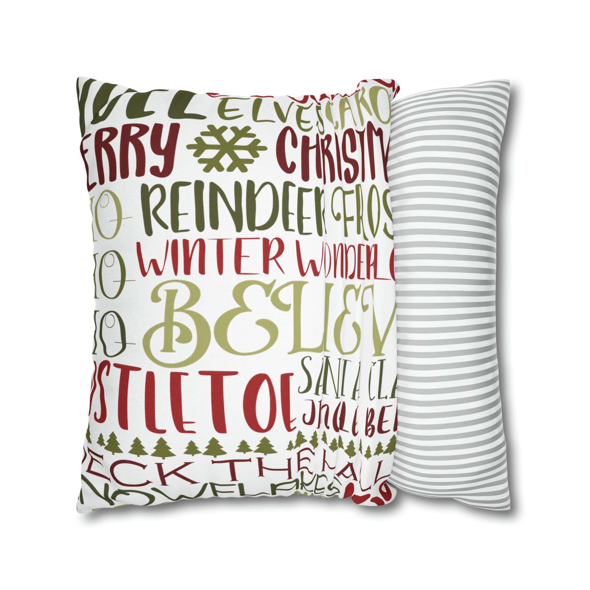 Kate McEnroe New York Holiday Throw Pillow Cover, Farmhouse Decor, Reindeer, Mistletoe, Believe, Winter Wonderland, Jingle Bells, Word Art Christmas PillowcaseThrow Pillow Covers66441887106795551151