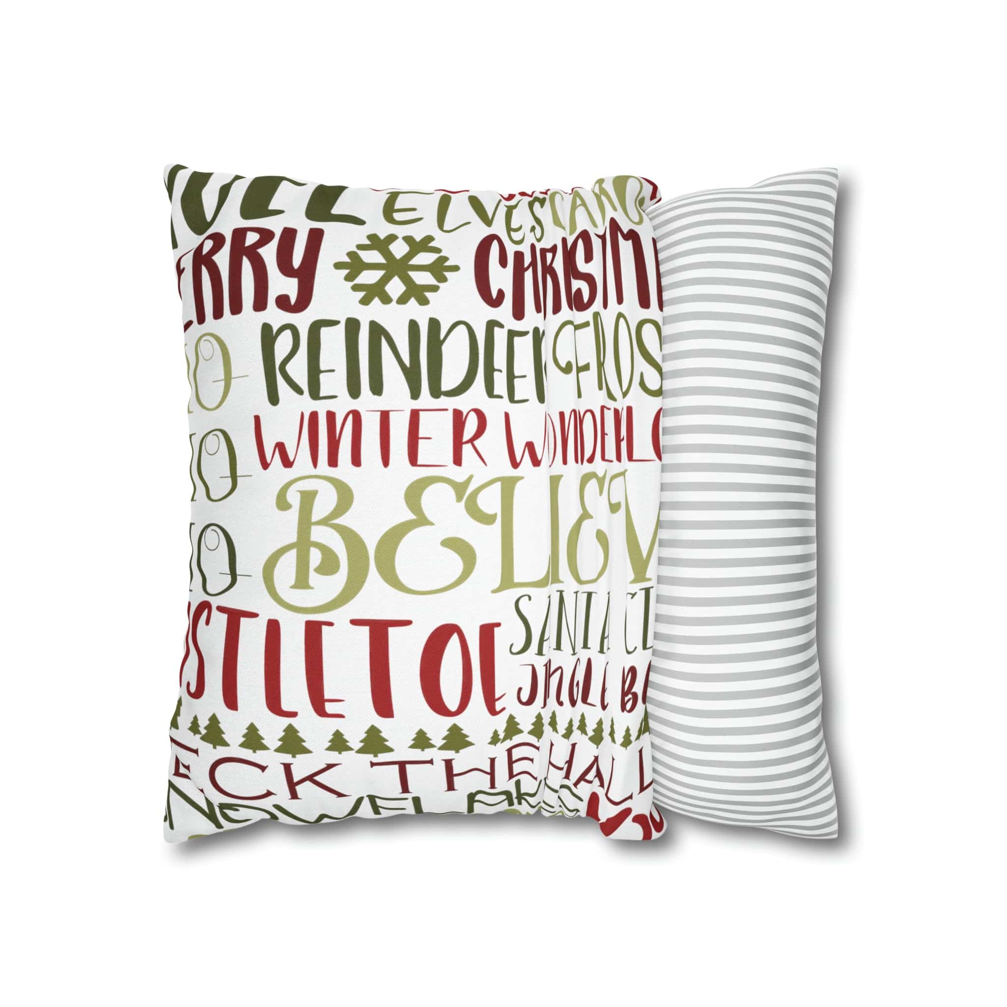 Kate McEnroe New York Holiday Throw Pillow Cover, Farmhouse Decor, Reindeer, Mistletoe, Believe, Winter Wonderland, Jingle Bells, Word Art Christmas PillowcaseThrow Pillow Covers66441887106795551151