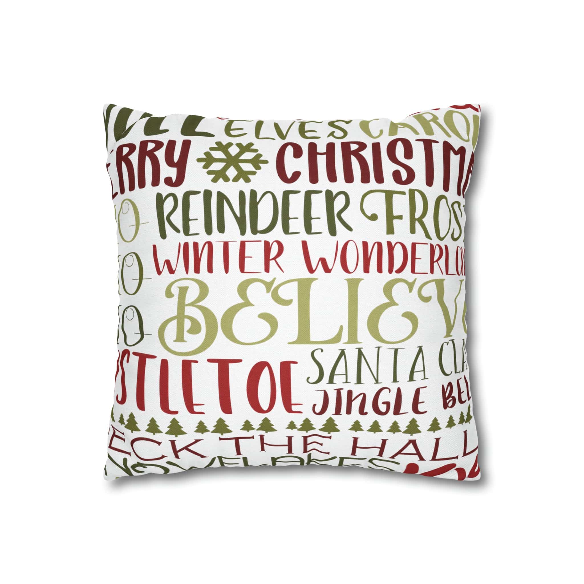 Kate McEnroe New York Holiday Throw Pillow Cover, Farmhouse Decor, Reindeer, Mistletoe, Believe, Winter Wonderland, Jingle Bells, Word Art Christmas PillowcaseThrow Pillow Covers66441887106795551151