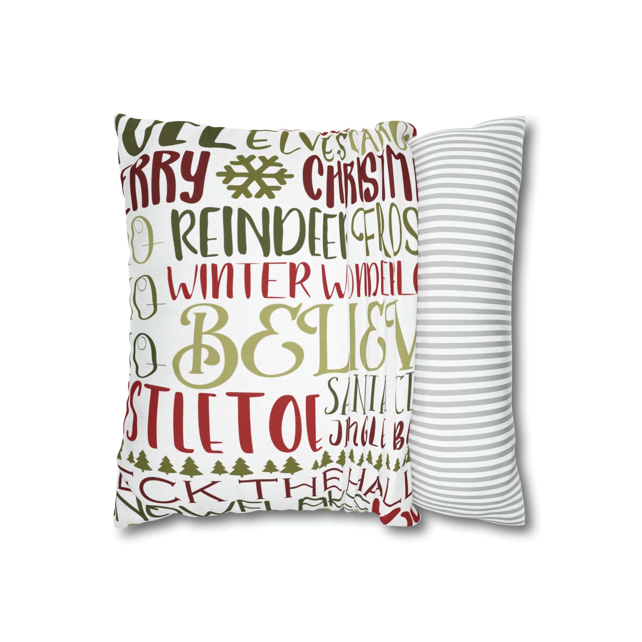Kate McEnroe New York Holiday Throw Pillow Cover, Farmhouse Decor, Reindeer, Mistletoe, Believe, Winter Wonderland, Jingle Bells, Word Art Christmas PillowcaseThrow Pillow Covers66441887106795551151