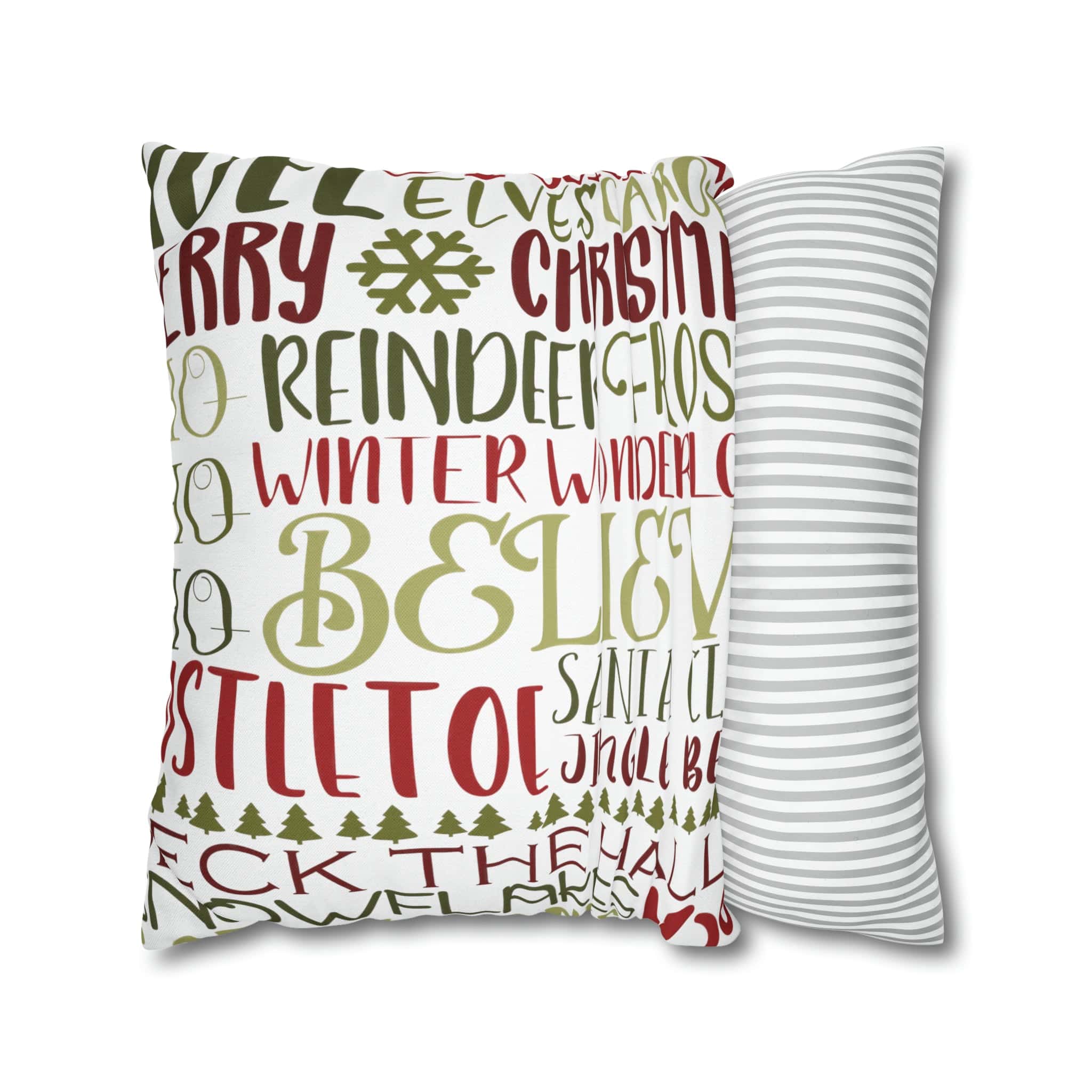 Kate McEnroe New York Holiday Throw Pillow Cover, Farmhouse Decor, Reindeer, Mistletoe, Believe, Winter Wonderland, Jingle Bells, Word Art Christmas PillowcaseThrow Pillow Covers66441887106795551151
