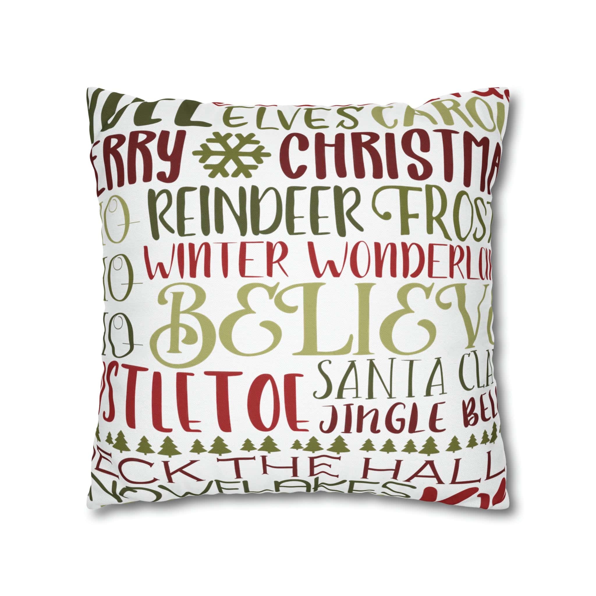 Kate McEnroe New York Holiday Throw Pillow Cover, Farmhouse Decor, Reindeer, Mistletoe, Believe, Winter Wonderland, Jingle Bells, Word Art Christmas PillowcaseThrow Pillow Covers66441887106795551151
