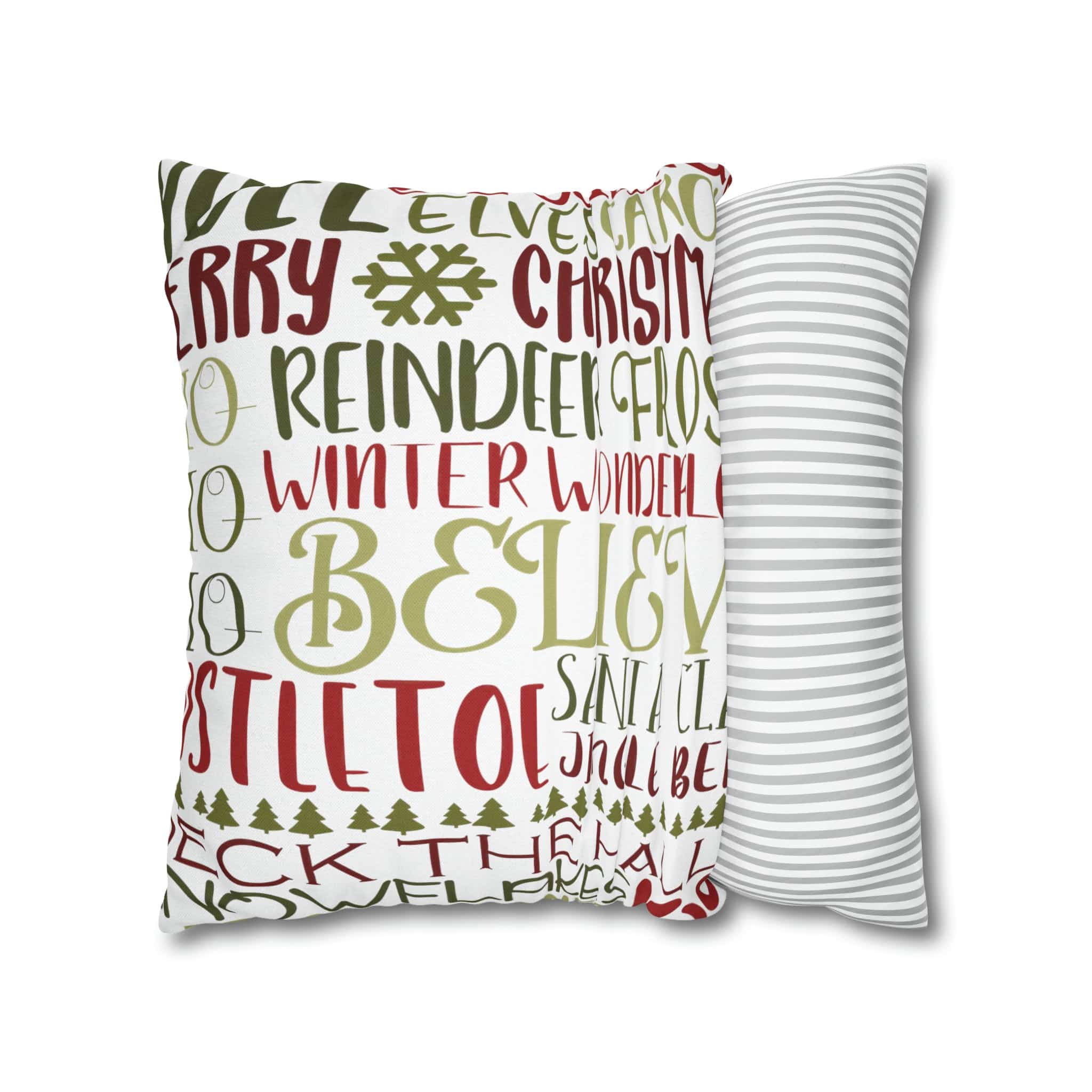 Kate McEnroe New York Holiday Throw Pillow Cover, Farmhouse Decor, Reindeer, Mistletoe, Believe, Winter Wonderland, Jingle Bells, Word Art Christmas PillowcaseThrow Pillow Covers66441887106795551151