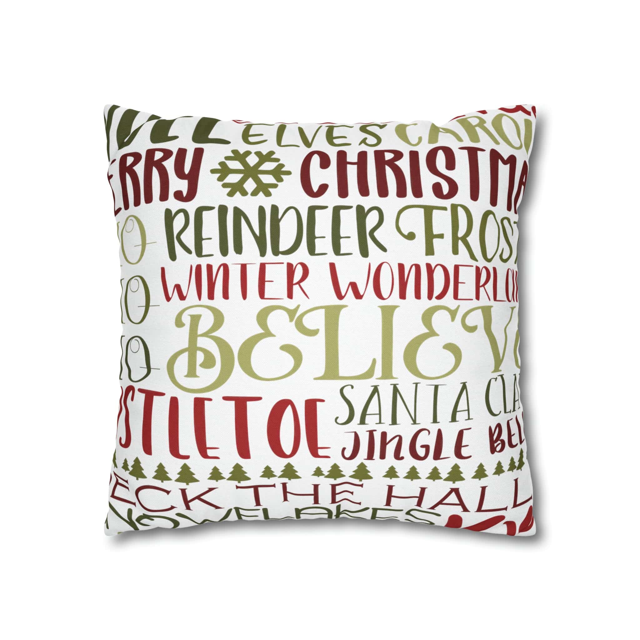 Kate McEnroe New York Holiday Throw Pillow Cover, Farmhouse Decor, Reindeer, Mistletoe, Believe, Winter Wonderland, Jingle Bells, Word Art Christmas PillowcaseThrow Pillow Covers66441887106795551151