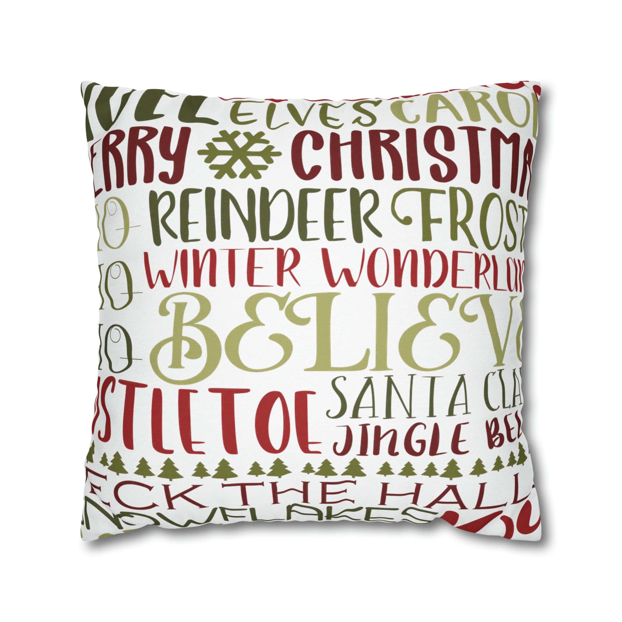 Kate McEnroe New York Holiday Throw Pillow Cover, Farmhouse Decor, Reindeer, Mistletoe, Believe, Winter Wonderland, Jingle Bells, Word Art Christmas PillowcaseThrow Pillow Covers66441887106795551151