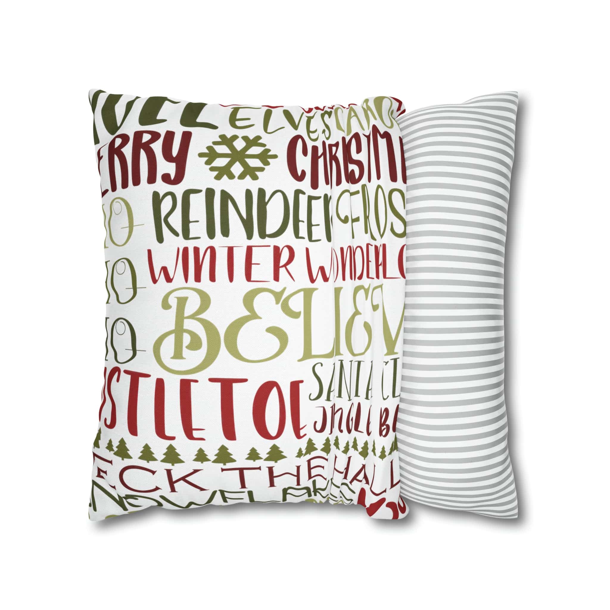 Kate McEnroe New York Holiday Throw Pillow Cover, Farmhouse Decor, Reindeer, Mistletoe, Believe, Winter Wonderland, Jingle Bells, Word Art Christmas PillowcaseThrow Pillow Covers66441887106795551151