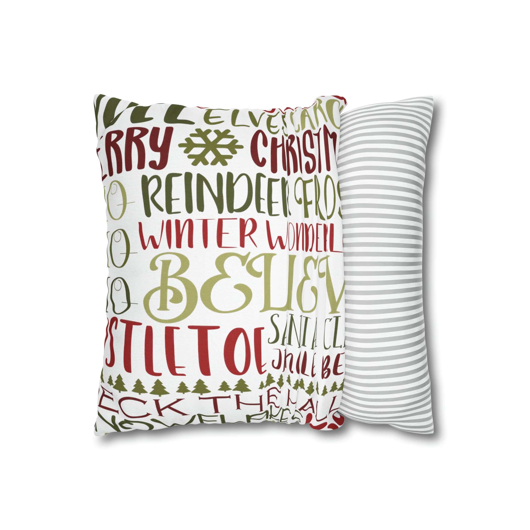 Kate McEnroe New York Holiday Throw Pillow Cover, Farmhouse Decor, Reindeer, Mistletoe, Believe, Winter Wonderland, Jingle Bells, Word Art Christmas PillowcaseThrow Pillow Covers66441887106795551151