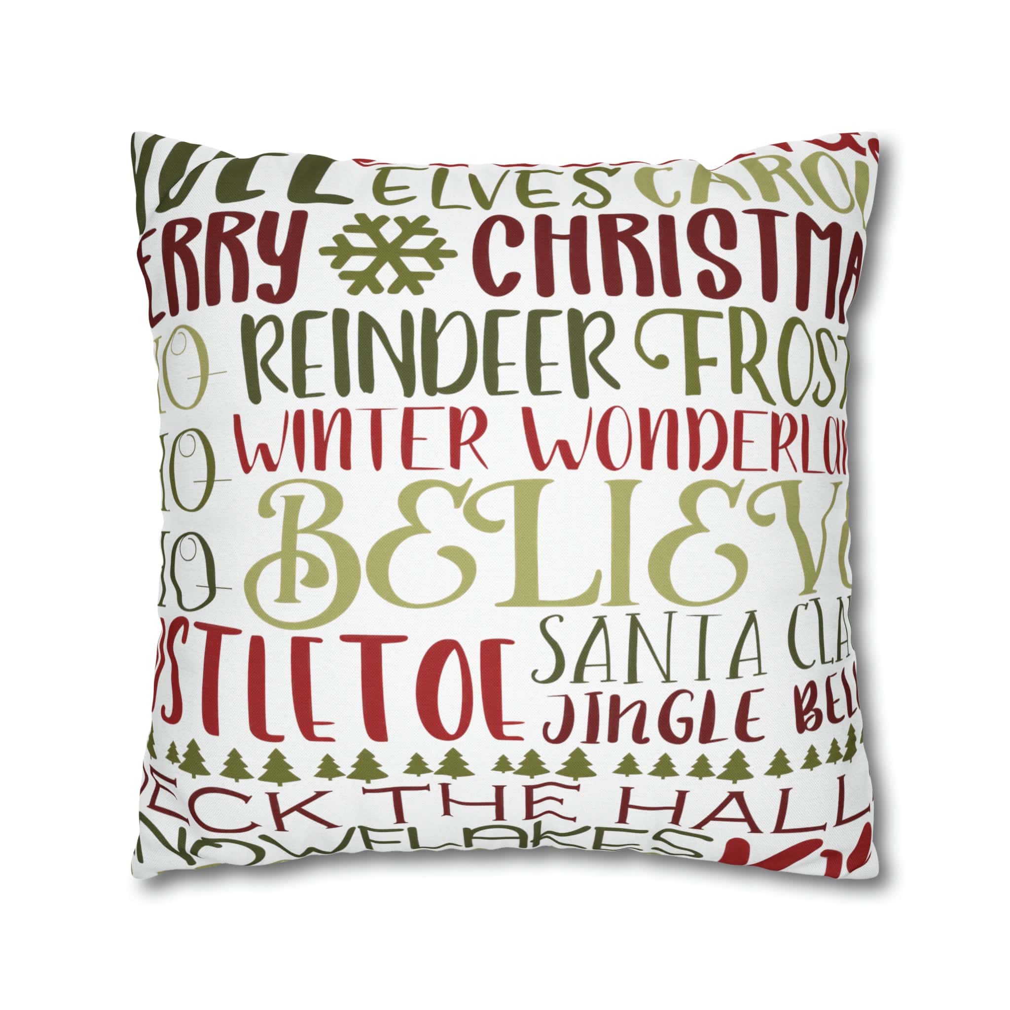 Kate McEnroe New York Holiday Throw Pillow Cover, Farmhouse Decor, Reindeer, Mistletoe, Believe, Winter Wonderland, Jingle Bells, Word Art Christmas PillowcaseThrow Pillow Covers66441887106795551151