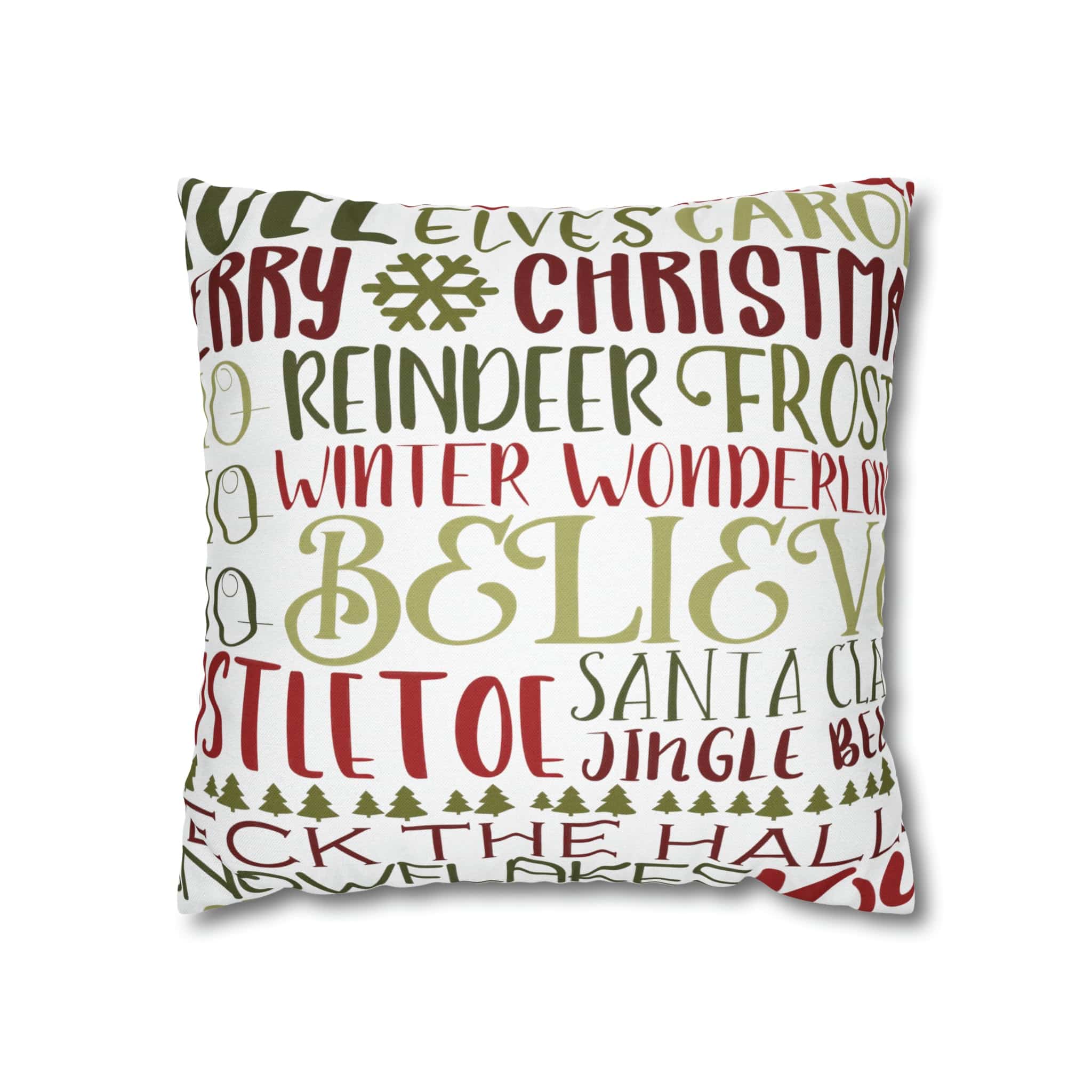 Kate McEnroe New York Holiday Throw Pillow Cover, Farmhouse Decor, Reindeer, Mistletoe, Believe, Winter Wonderland, Jingle Bells, Word Art Christmas PillowcaseThrow Pillow Covers66441887106795551151