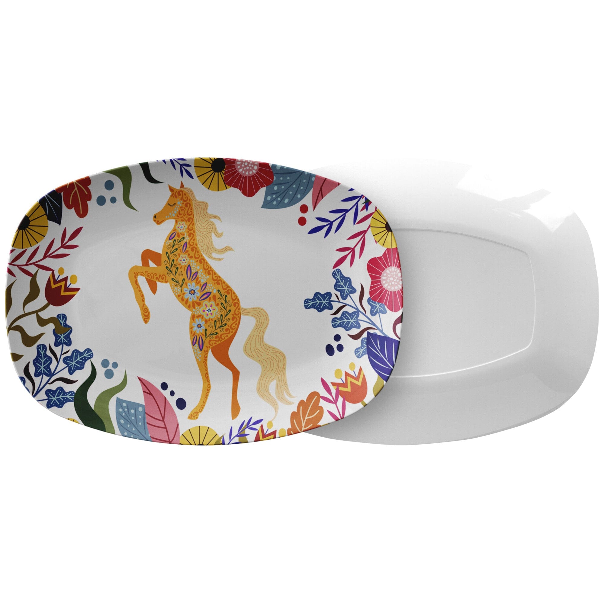 Kate McEnroe New York Horse in Summer Bloom Decorative PlatterServing Platters9727