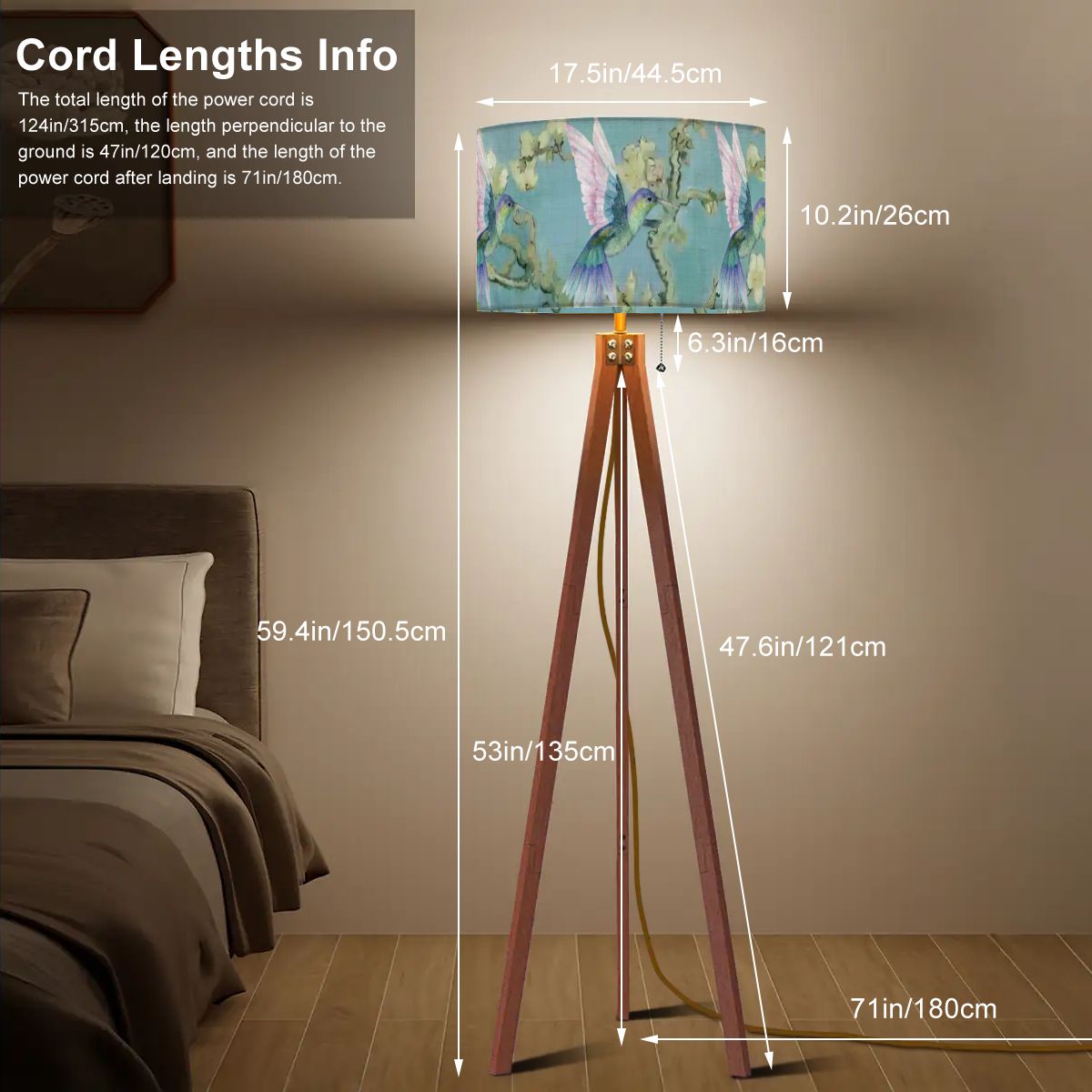 Kate McEnroe New York Hummingbird Almond Blossom Floral Tripod Floor LampTripod Floor LampsJSv9Y5etEd