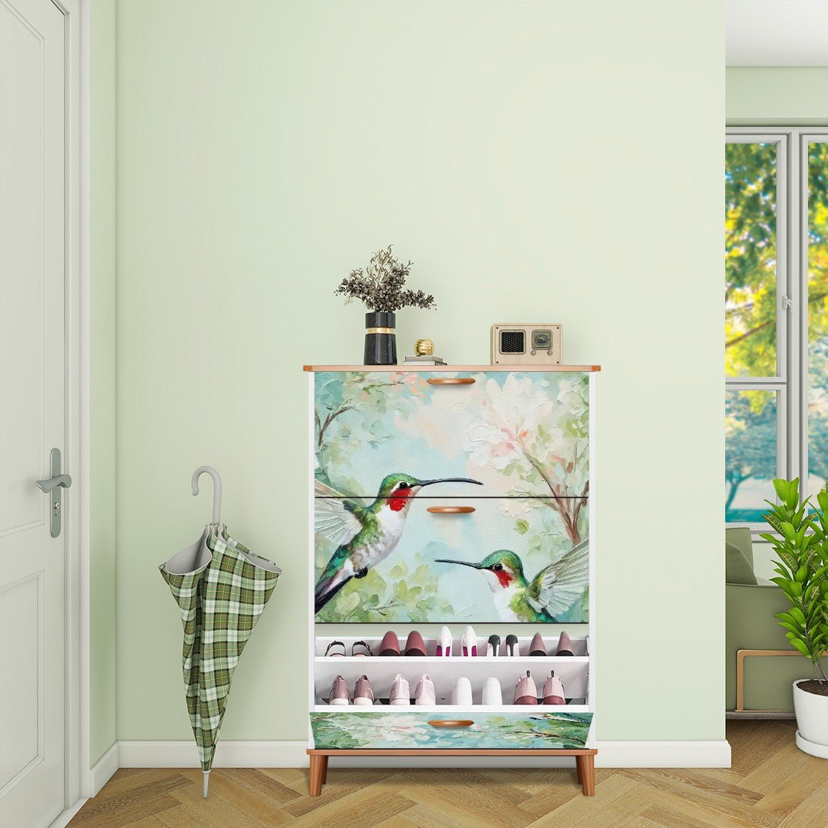 Kate McEnroe New York Hummingbird Floral Shoe CabinetShoe Storagetq0WfCFp1x