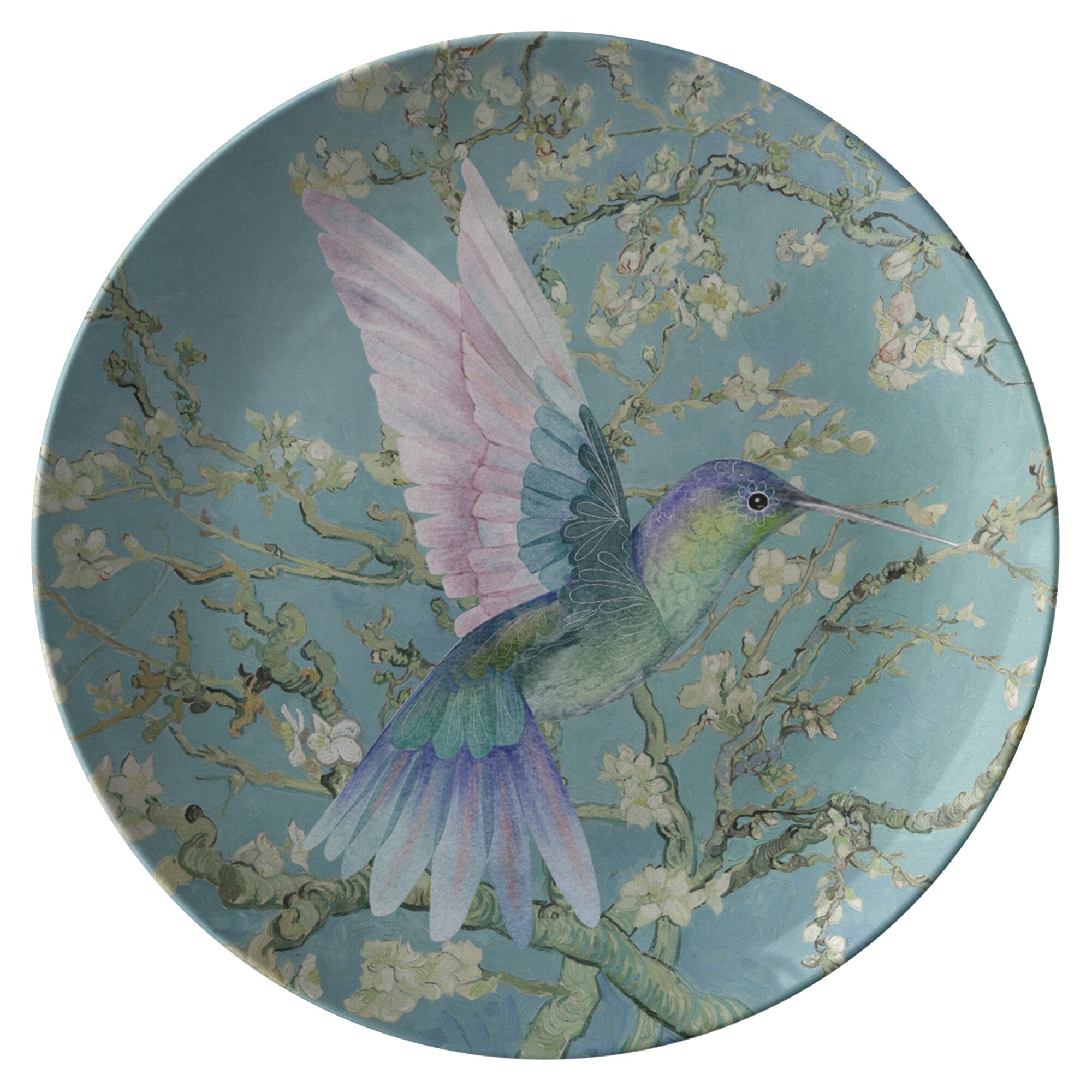 Kate McEnroe New York Hummingbird In Almond Blossoms Dinner PlatesPlatesP20 - HUM - GRE - 1S