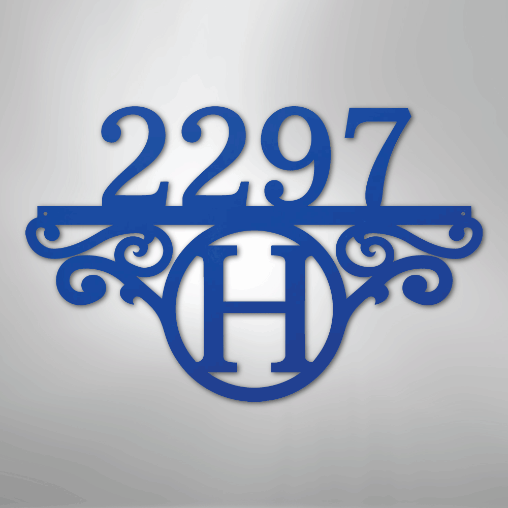 Kate McEnroe New York Initial Address Monogram - Steel SignMetal Wall ArtMEM-152-95625-24-Blue