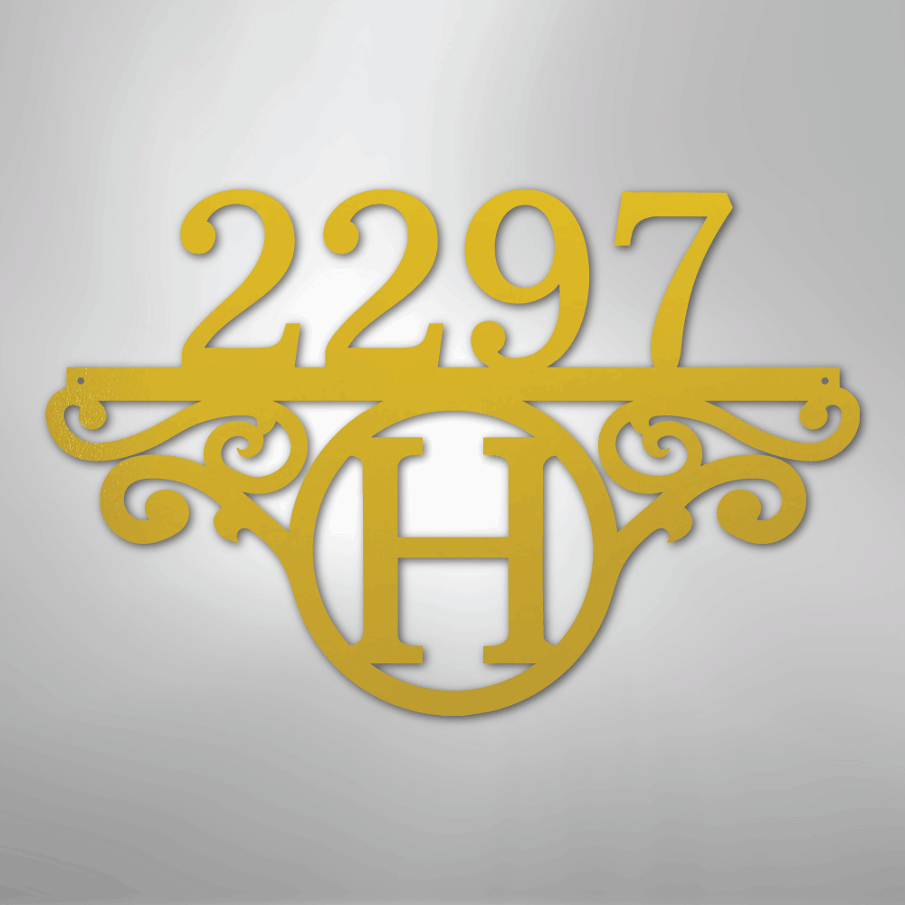 Kate McEnroe New York Initial Address Monogram - Steel SignMetal Wall ArtMEM-152-95625-24-Yellow
