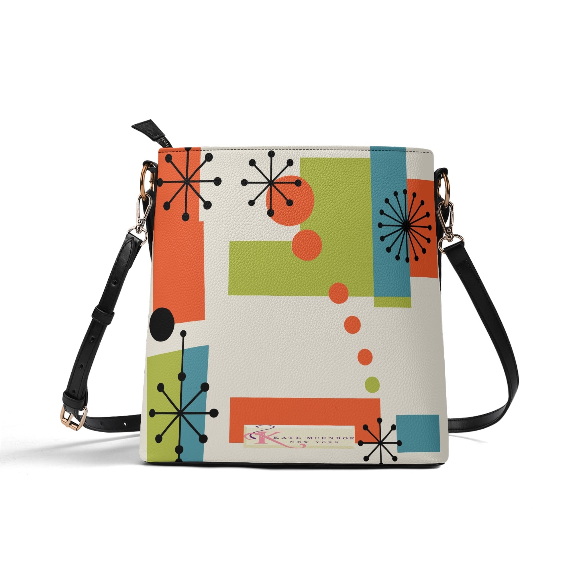 Kate McEnroe New York Kitsch 50s Mod Poodle Mid Century Modern Crossbody Bag, Retro Abstract Geometric MCM Shoulder BagHandbagsWLXGX71W - 1