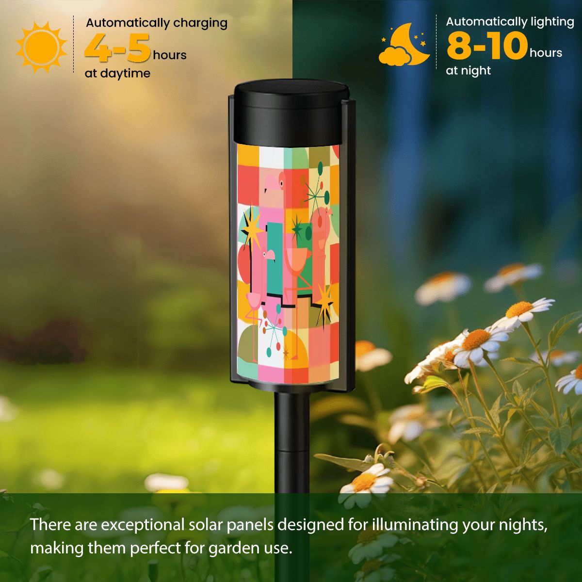 Kate McEnroe New York Kitschy 1950s Flamingo Mid Century Modern Solar Garden LightSolar Garden Stake LightsZlbiDiFeiN
