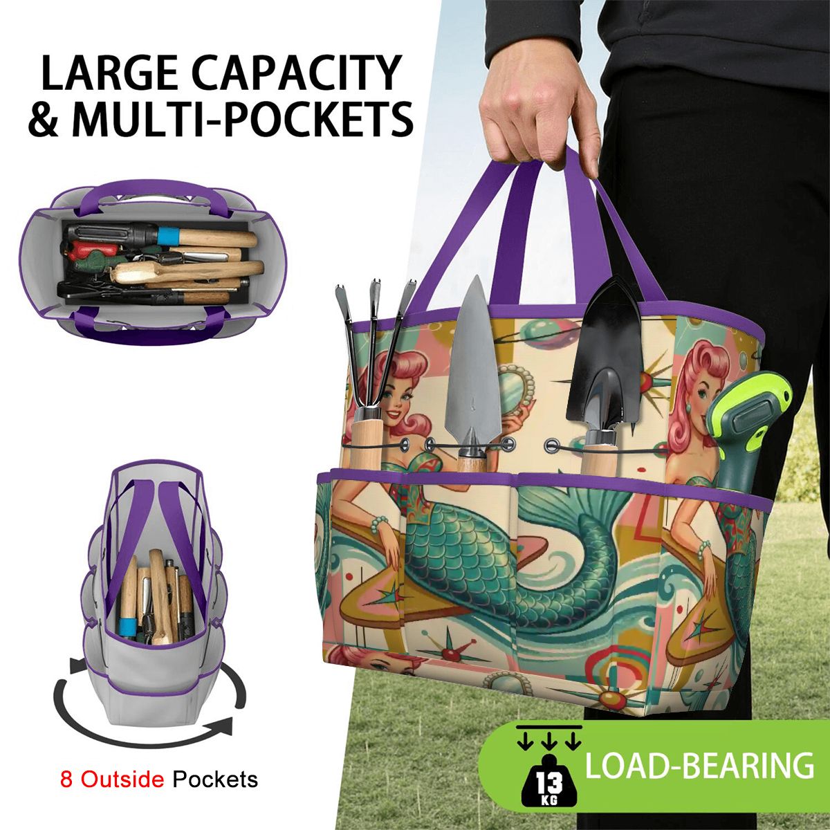 Kate McEnroe New York Kitschy 1950s Retro MCM Mermaid Atomic Starburst Garden Tool BagGarden Tool Bagx3coQPSGxR