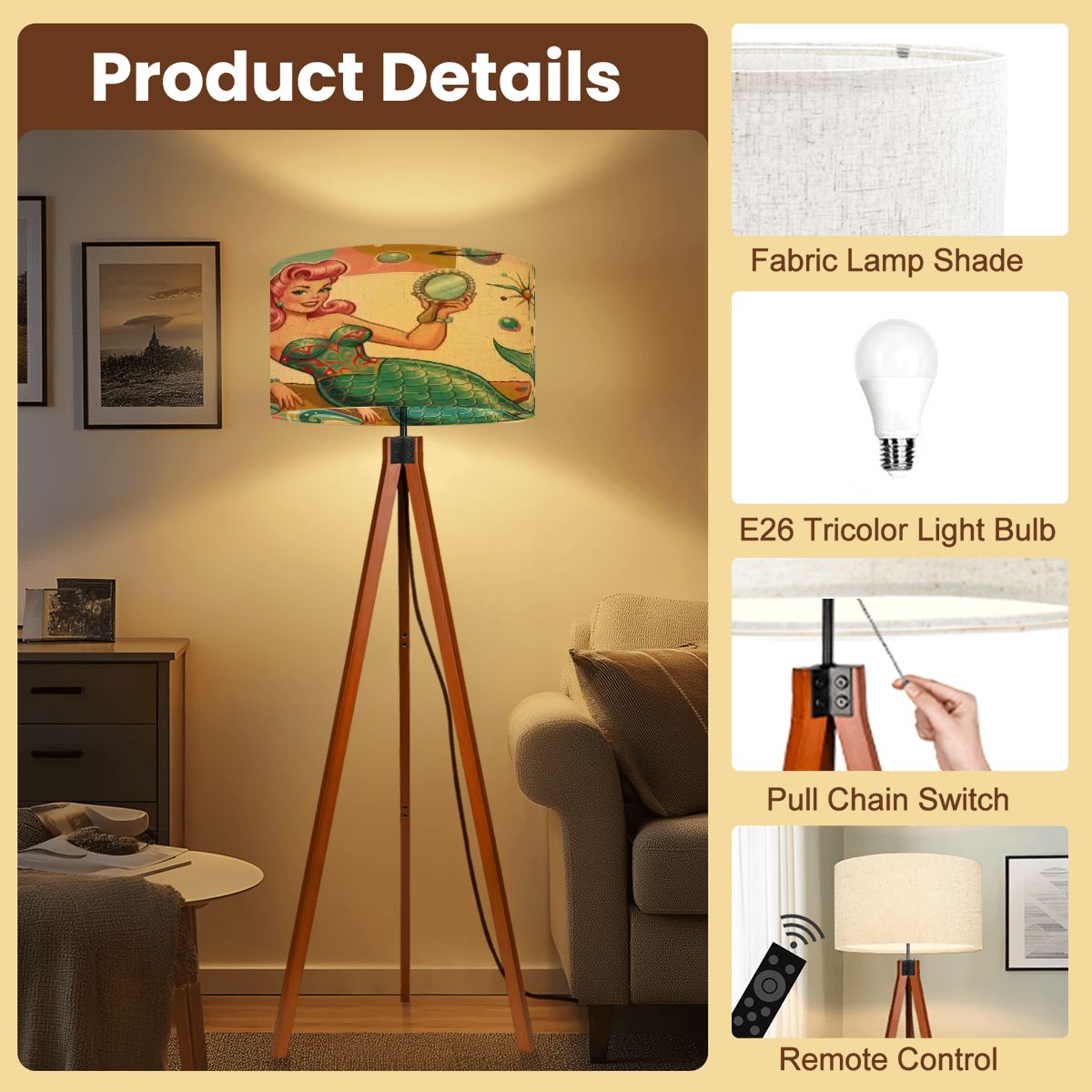 Kate McEnroe New York Kitschy 1950s Retro Mermaid Atomic Starburst Tripod Floor LampTripod Floor Lampsj5o3OLJUAq