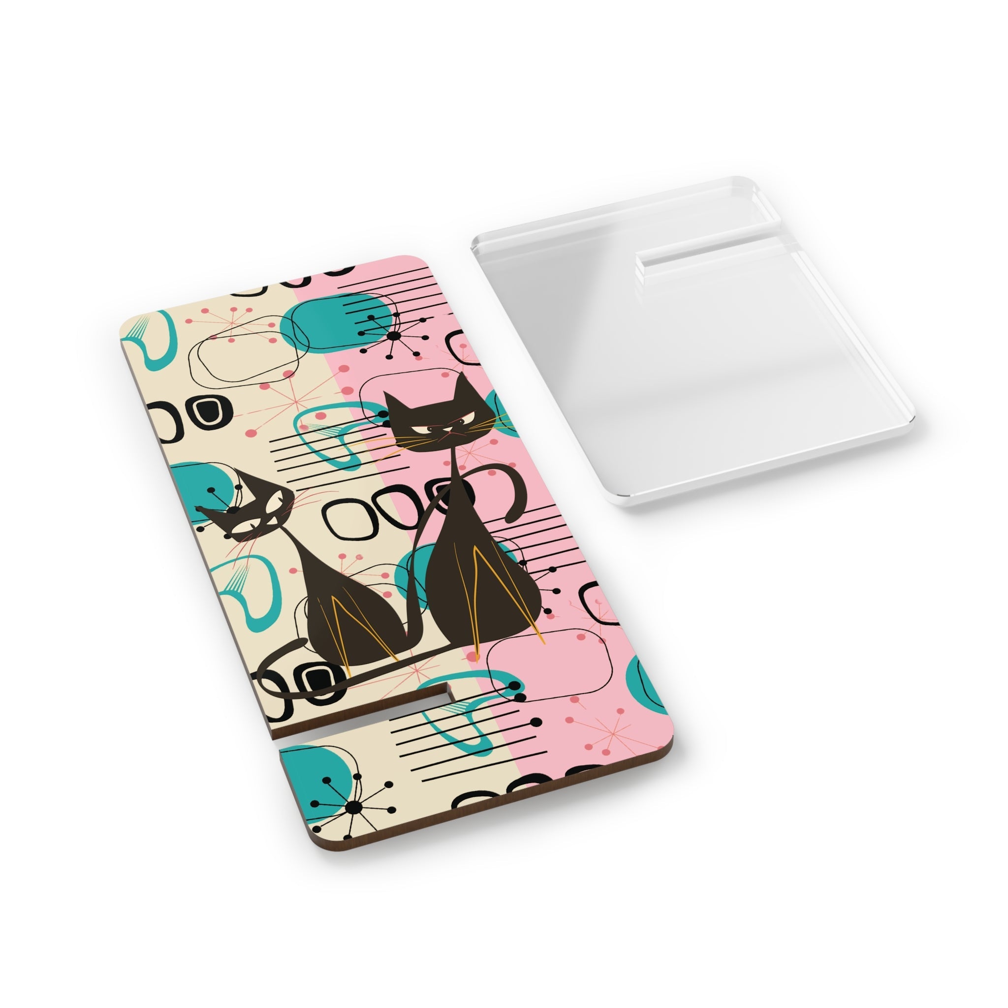 Kate McEnroe New York Kitschy Atomic Cat Boomerang Starburst Smartphone Holder, Mid Century Modern Retro 50s Phone StandMobile Phone Stands13163388246796227162