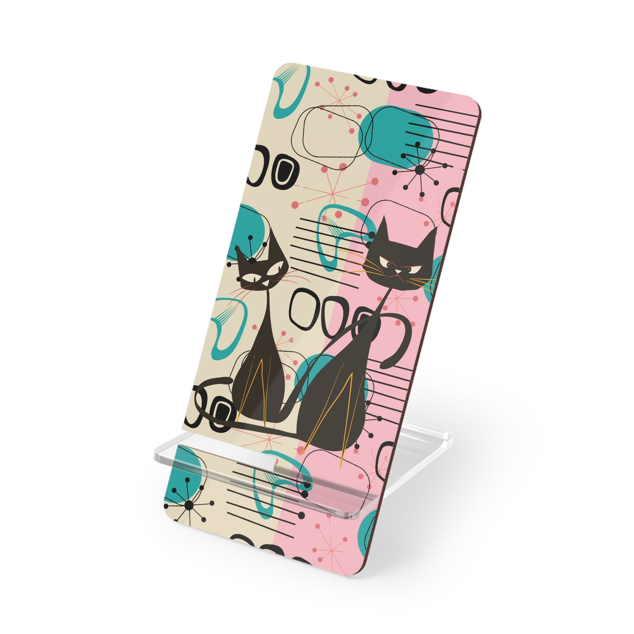 Kate McEnroe New York Kitschy Atomic Cat Boomerang Starburst Smartphone Holder, Mid Century Modern Retro 50s Phone StandMobile Phone Stands13163388246796227162