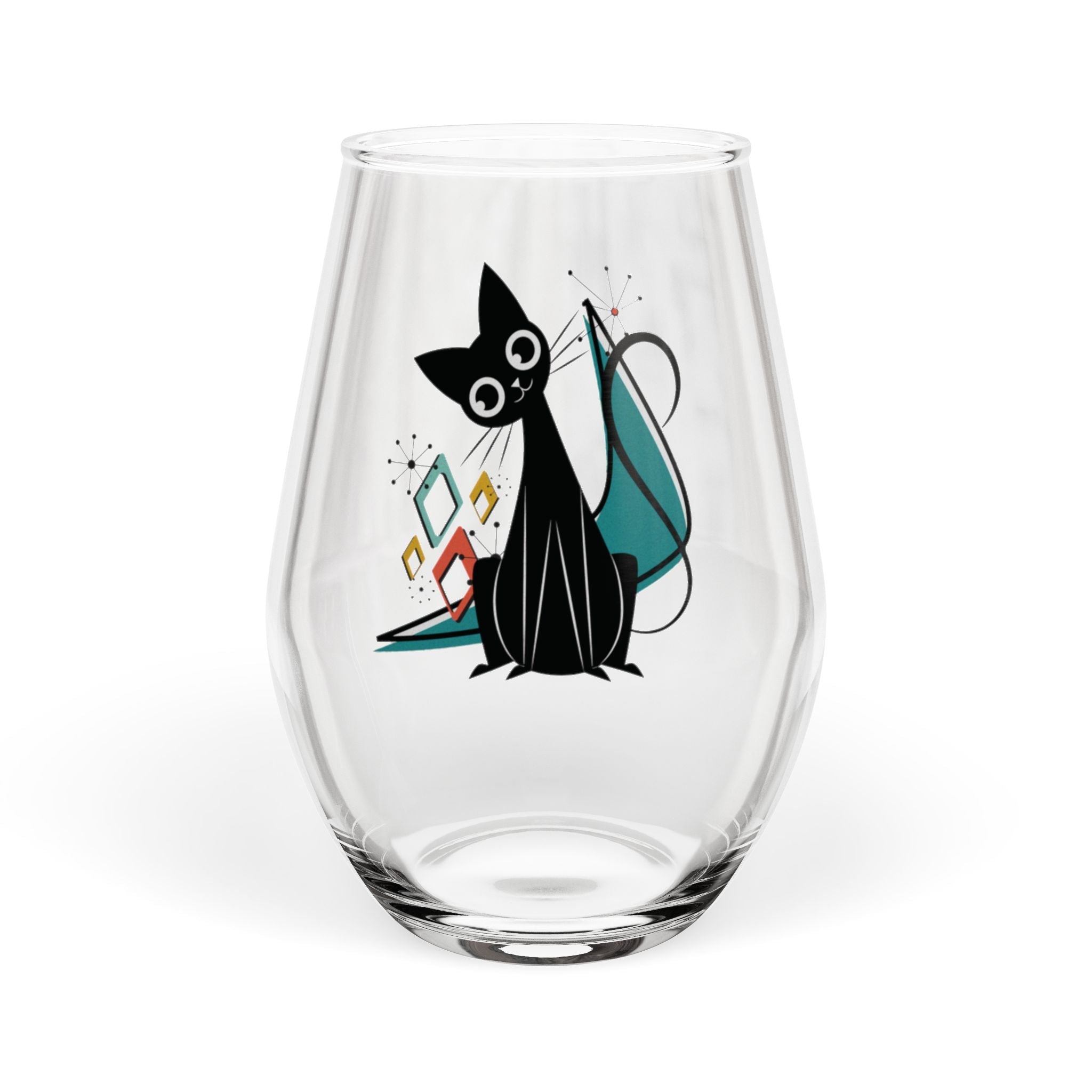 Kate McEnroe New York Kitschy Atomic Cat Boomerang Starburst Wine GlassWine Glasses18934908465852436384