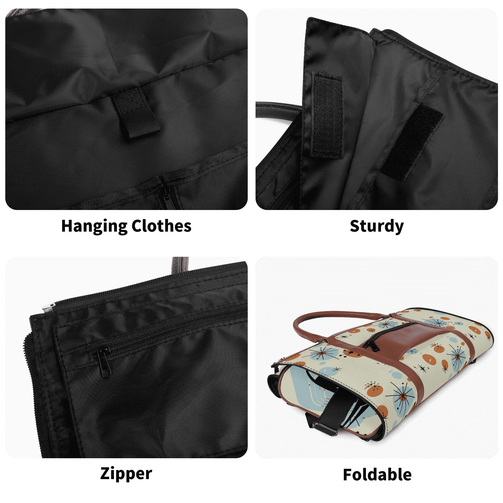 Kate McEnroe New York Kitschy Atomic Cat Duffel Bag, Mid Century Modern Sexton Cat Weekender, Retro Kitsch Carry - OnDuffel BagsWX12GR5W - 1