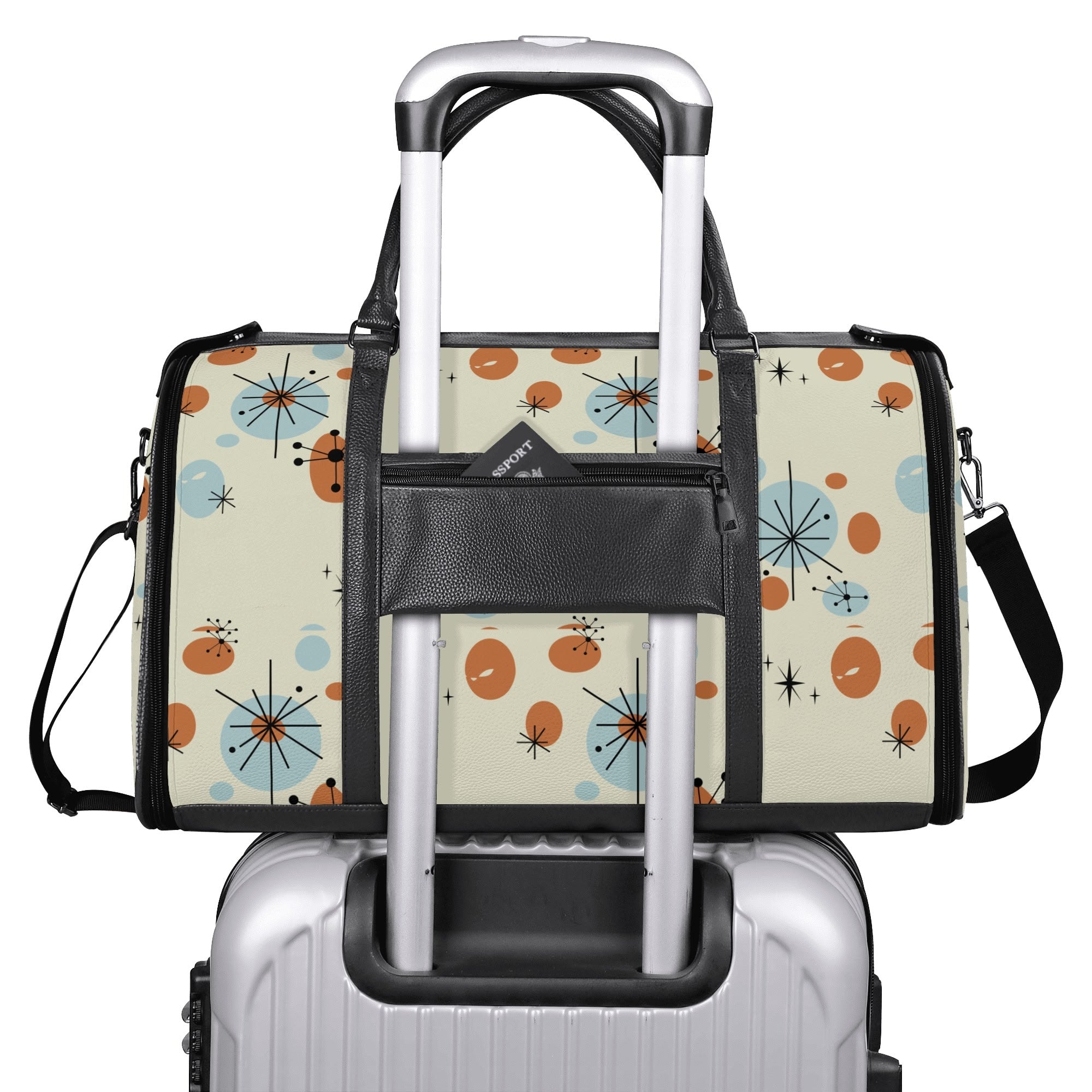 Kate McEnroe New York Kitschy Atomic Cat Duffel Bag, Mid Century Modern Sexton Cat Weekender, Retro Kitsch Carry - OnDuffel BagsWX12GR5W - 1