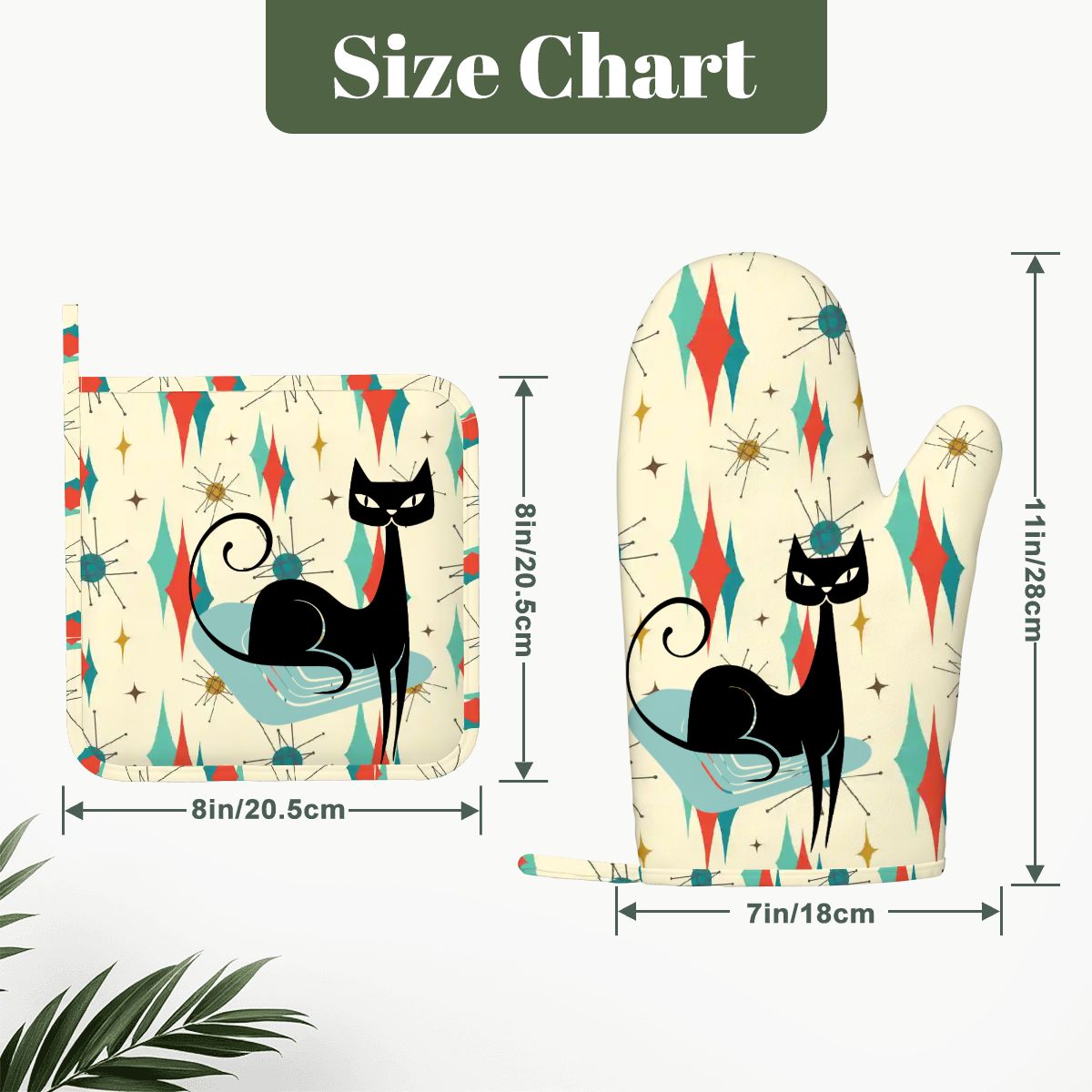 Kate McEnroe New York Kitschy Atomic Cat Left Hand Oven Mitt Set, MCM Kitchen DecorOven Mitts & Pot Holder SetrBtG5TvuxO