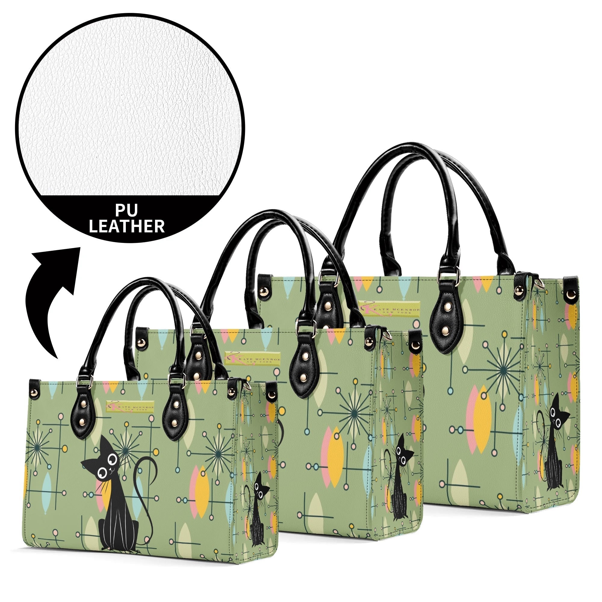 Kate McEnroe New York Kitschy Atomic Cat Starburst Mid Century Modern Retro SatchelHandbagsN67MMDXW-1