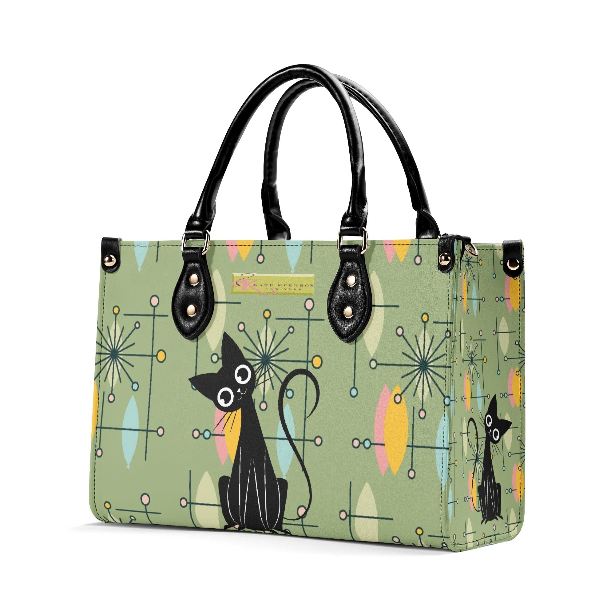 Kate McEnroe New York Kitschy Atomic Cat Starburst Mid Century Modern Retro SatchelHandbagsN67MMDXW-1