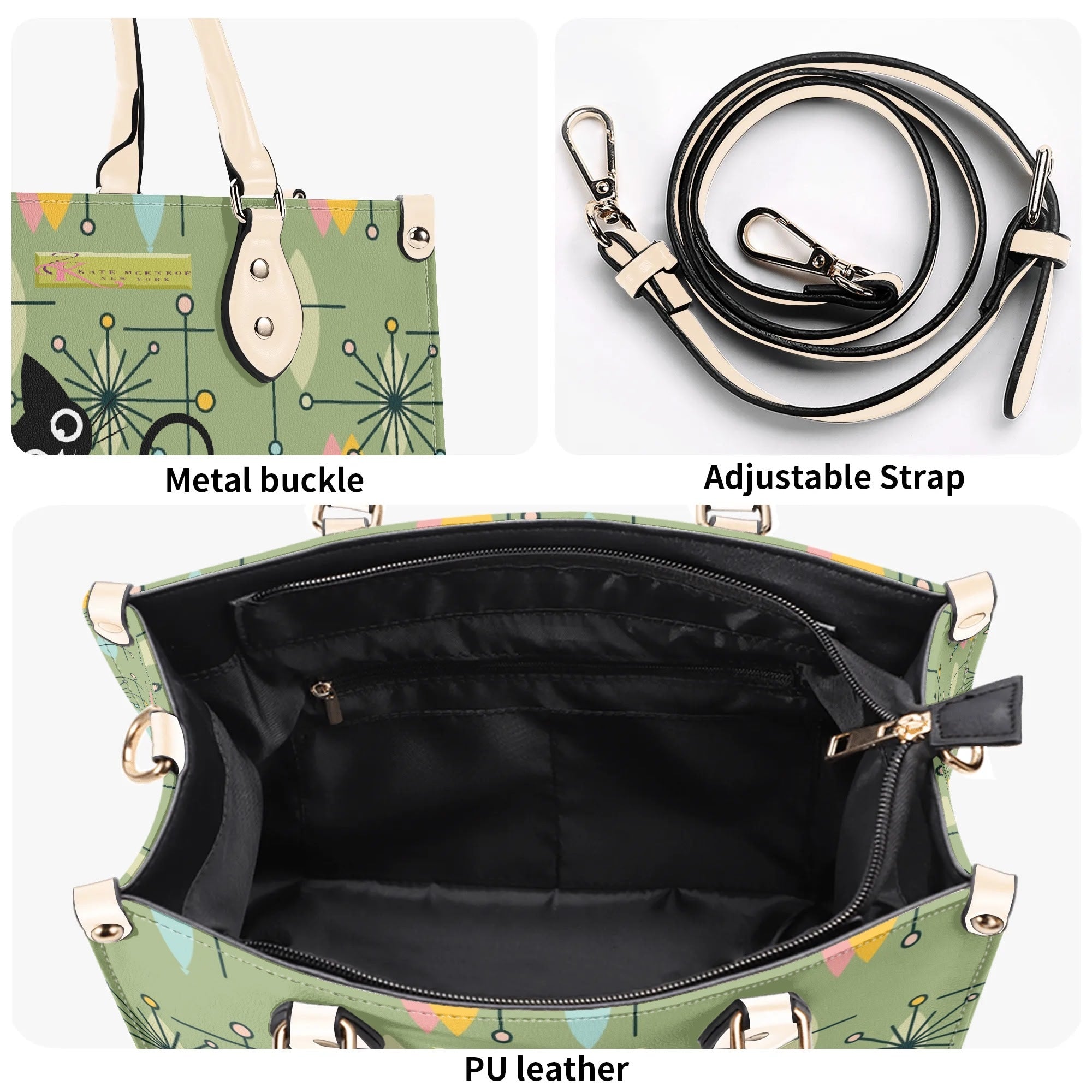 Kate McEnroe New York Kitschy Atomic Cat Starburst Mid Century Modern Retro SatchelHandbagsN67MMDXW-4