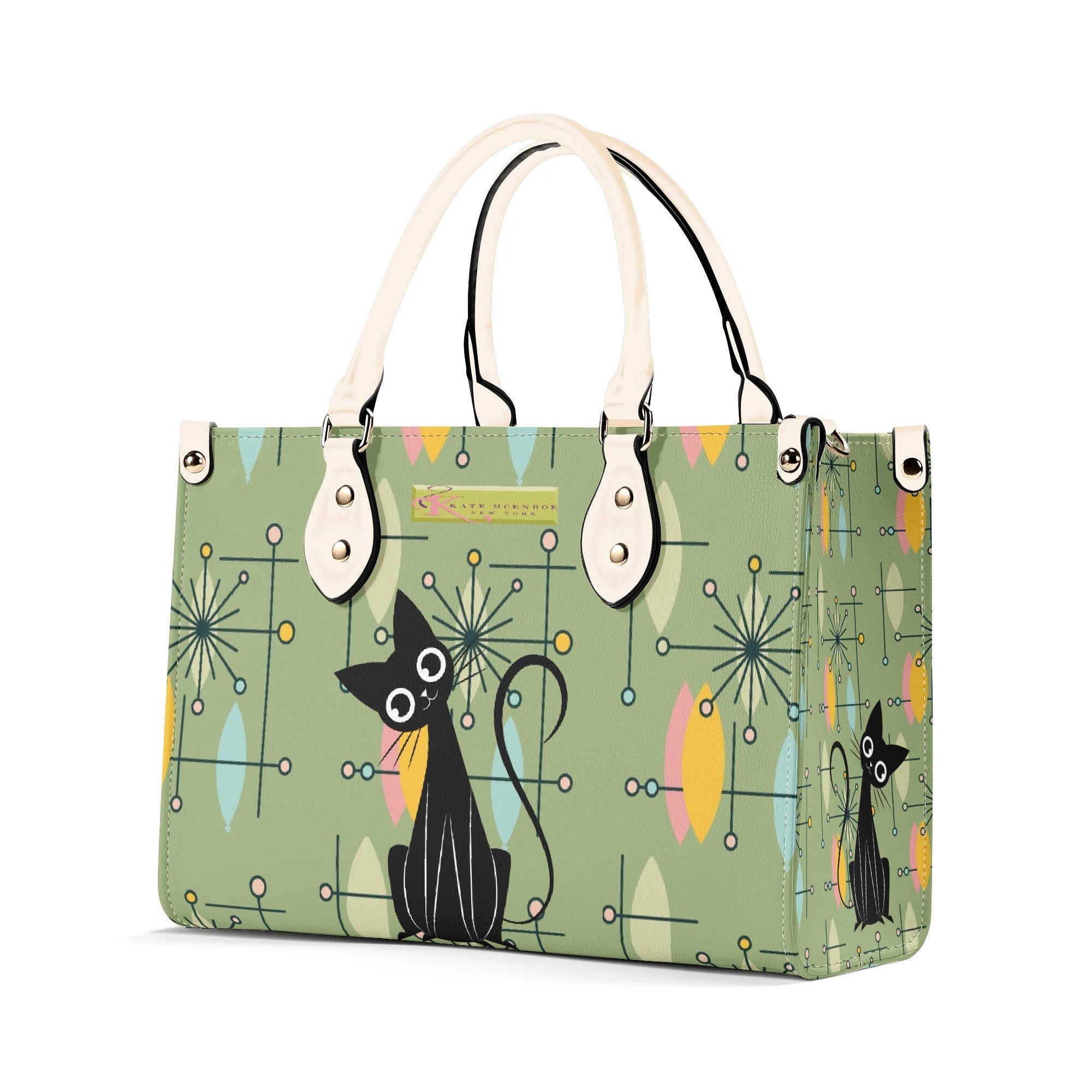 Kate McEnroe New York Kitschy Atomic Cat Starburst Mid Century Modern Retro SatchelHandbagsN67MMDXW-4