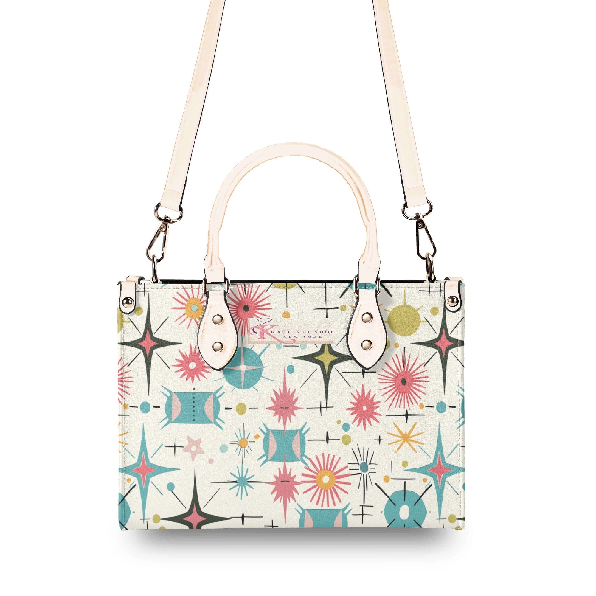 Kate McEnroe New York Kitschy Atomic Cat Starburst Satchel, Mid Century Modern HandbagHandbagsY5759KLW-1