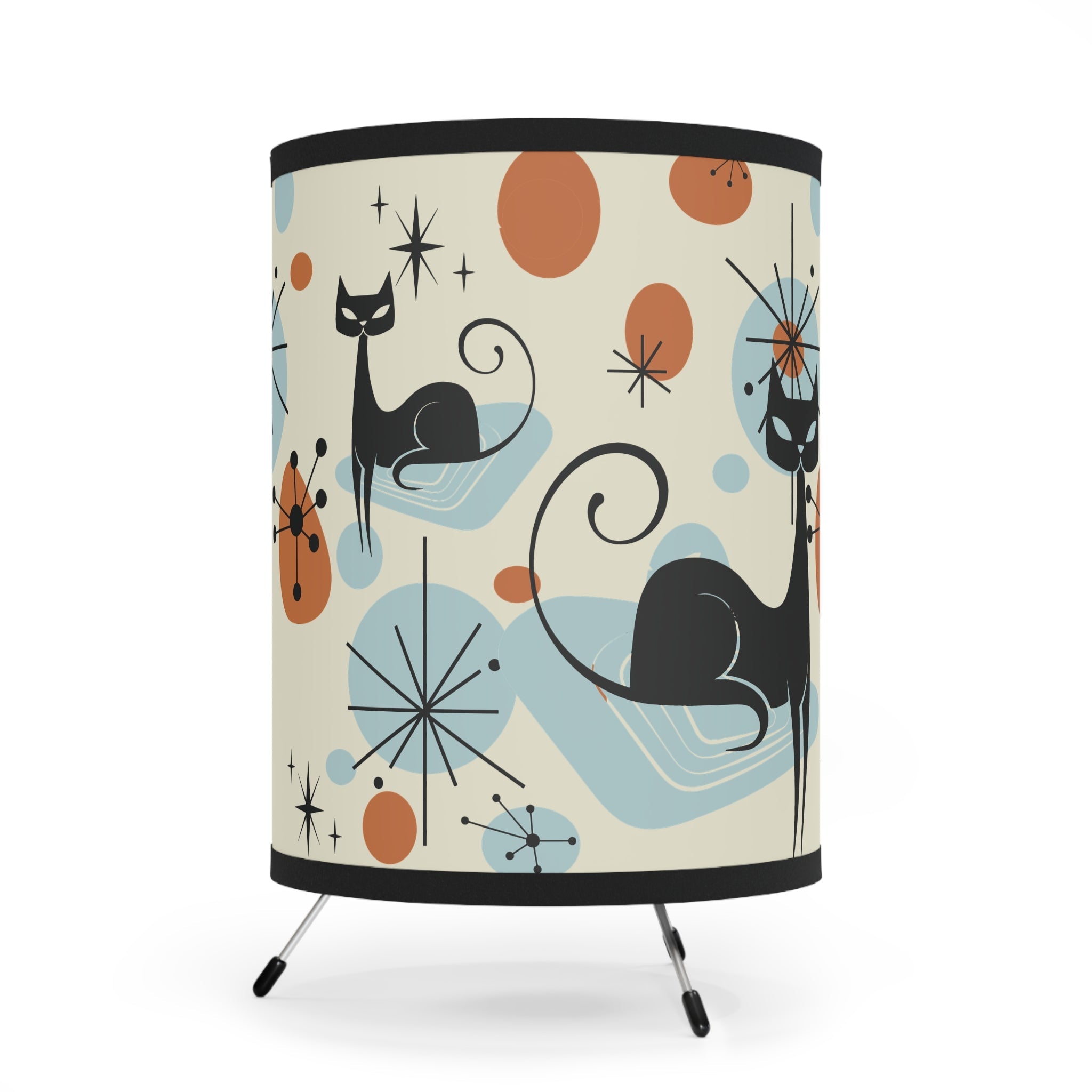 Kate McEnroe New York Kitschy Atomic Cat Starburst Tripod Lamp, Mid Century Modern Sexton Cat Space age DecorLamps35726594848934291364