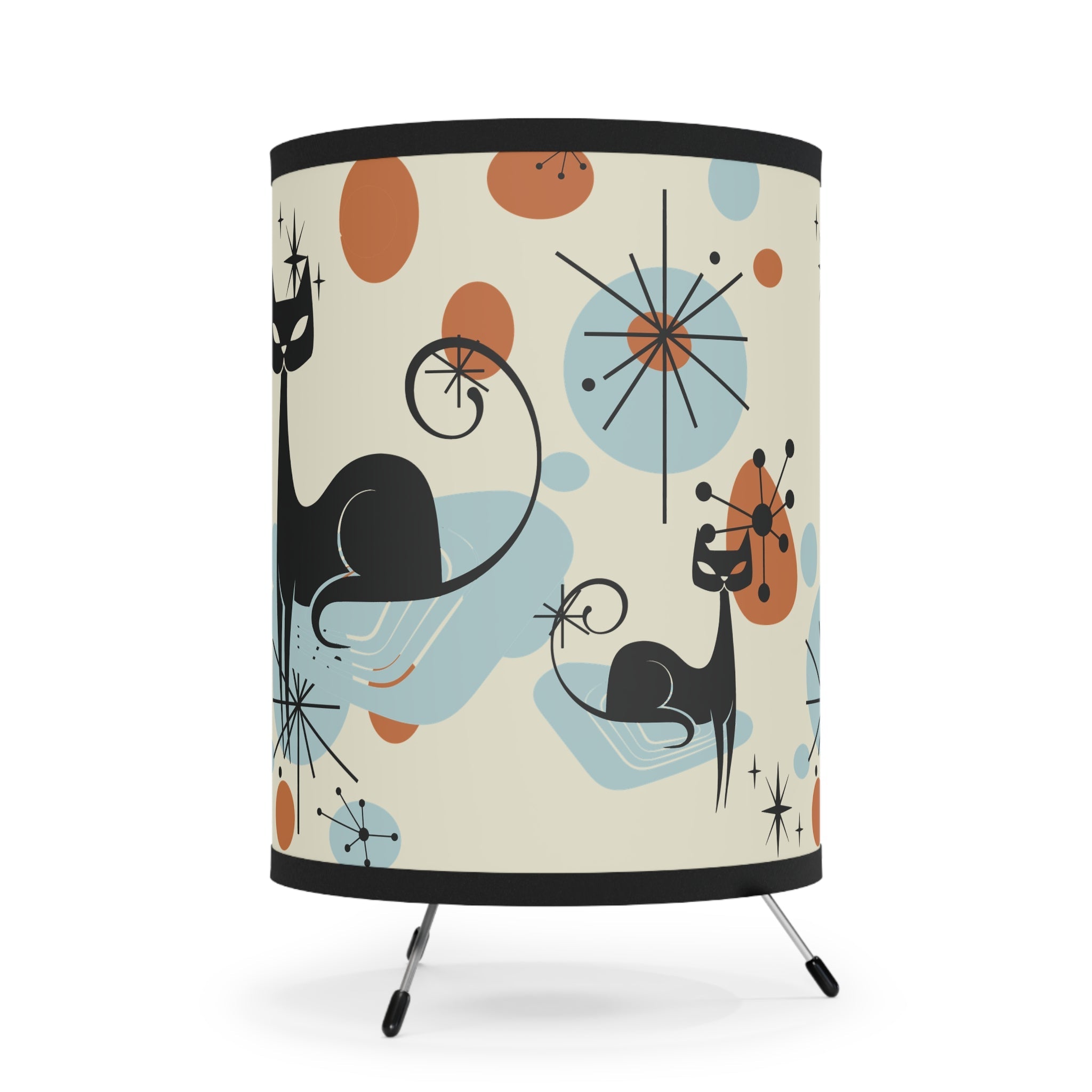 Kate McEnroe New York Kitschy Atomic Cat Starburst Tripod Lamp, Mid Century Modern Sexton Cat Space age DecorLamps35726594848934291364