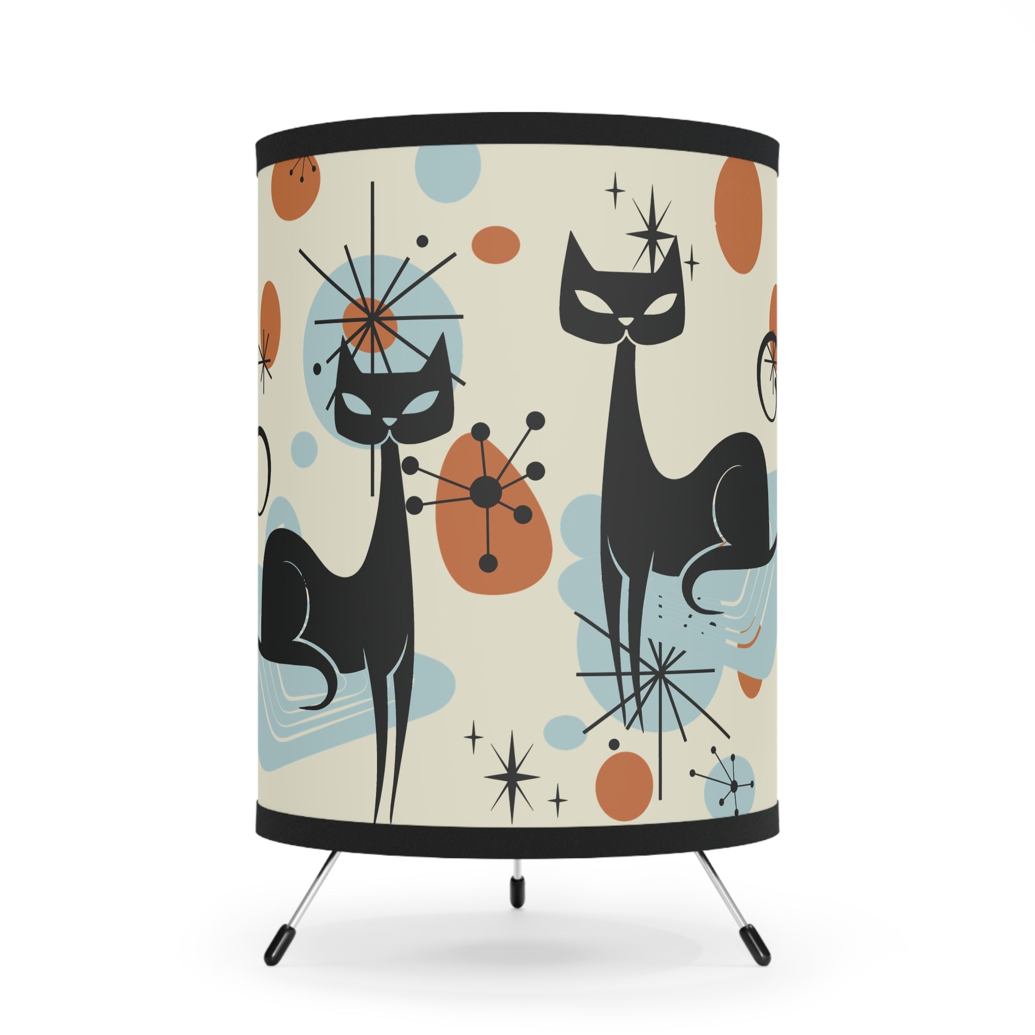 Kate McEnroe New York Kitschy Atomic Cat Starburst Tripod Lamp, Mid Century Modern Sexton Cat Space age DecorLamps35726594848934291364