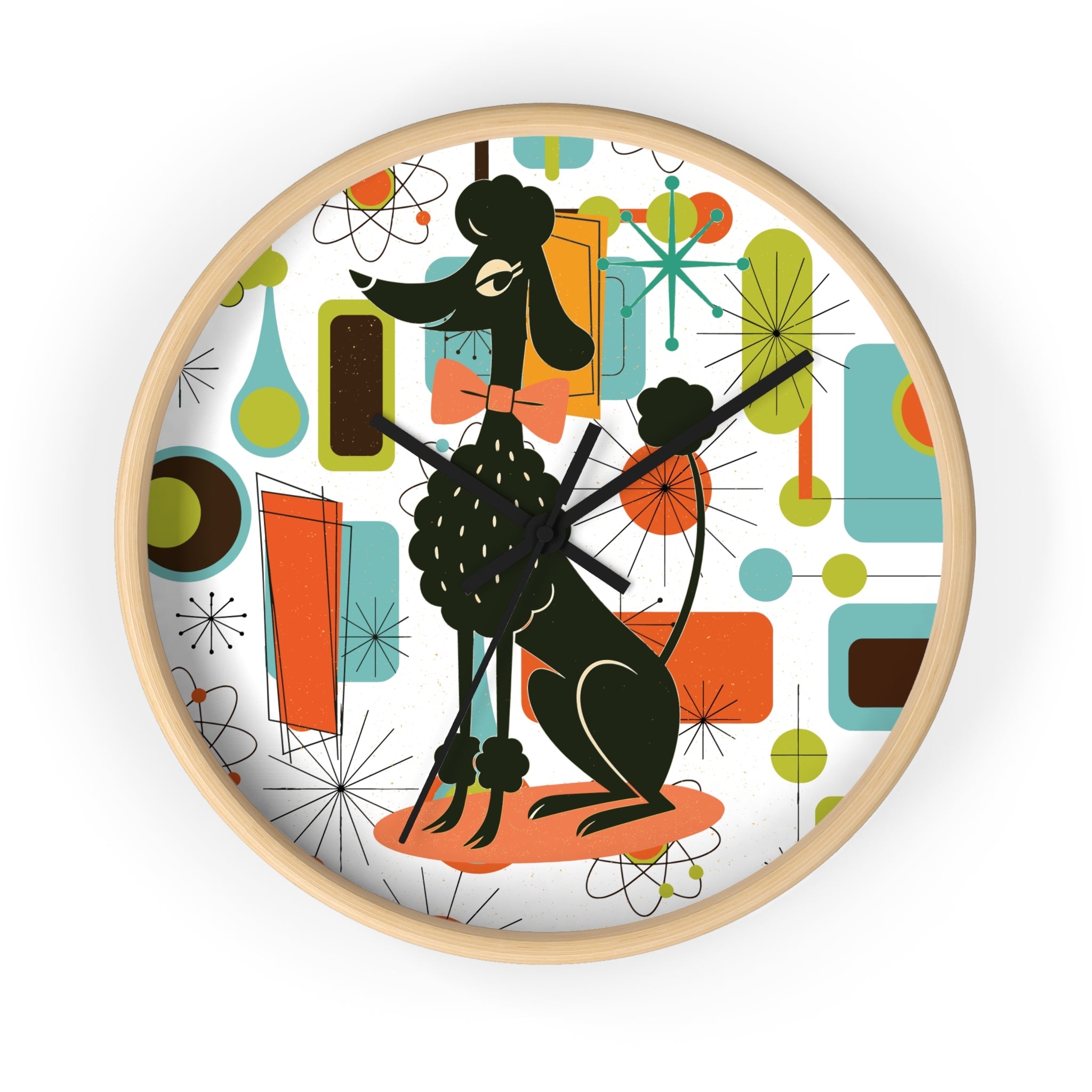 Kate McEnroe New York Kitschy Cute Poodle, Retro 50s Atomic Starburst ClockWall Clocks12749441090767653553