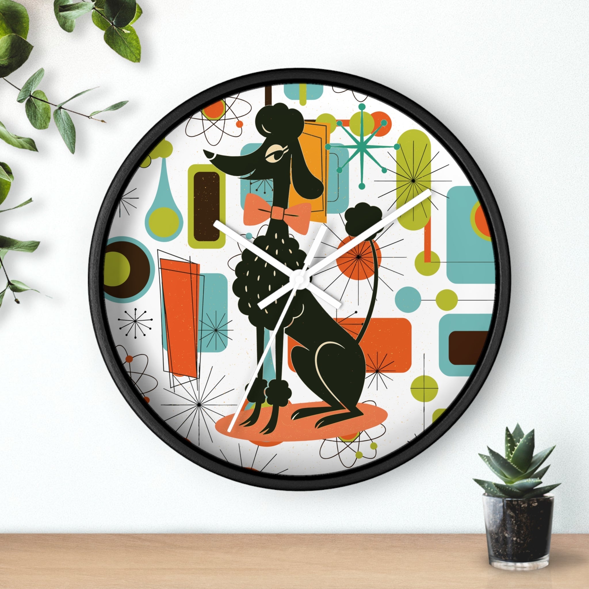 Kate McEnroe New York Kitschy Cute Poodle, Retro 50s Atomic Starburst ClockWall Clocks33935001082846743250