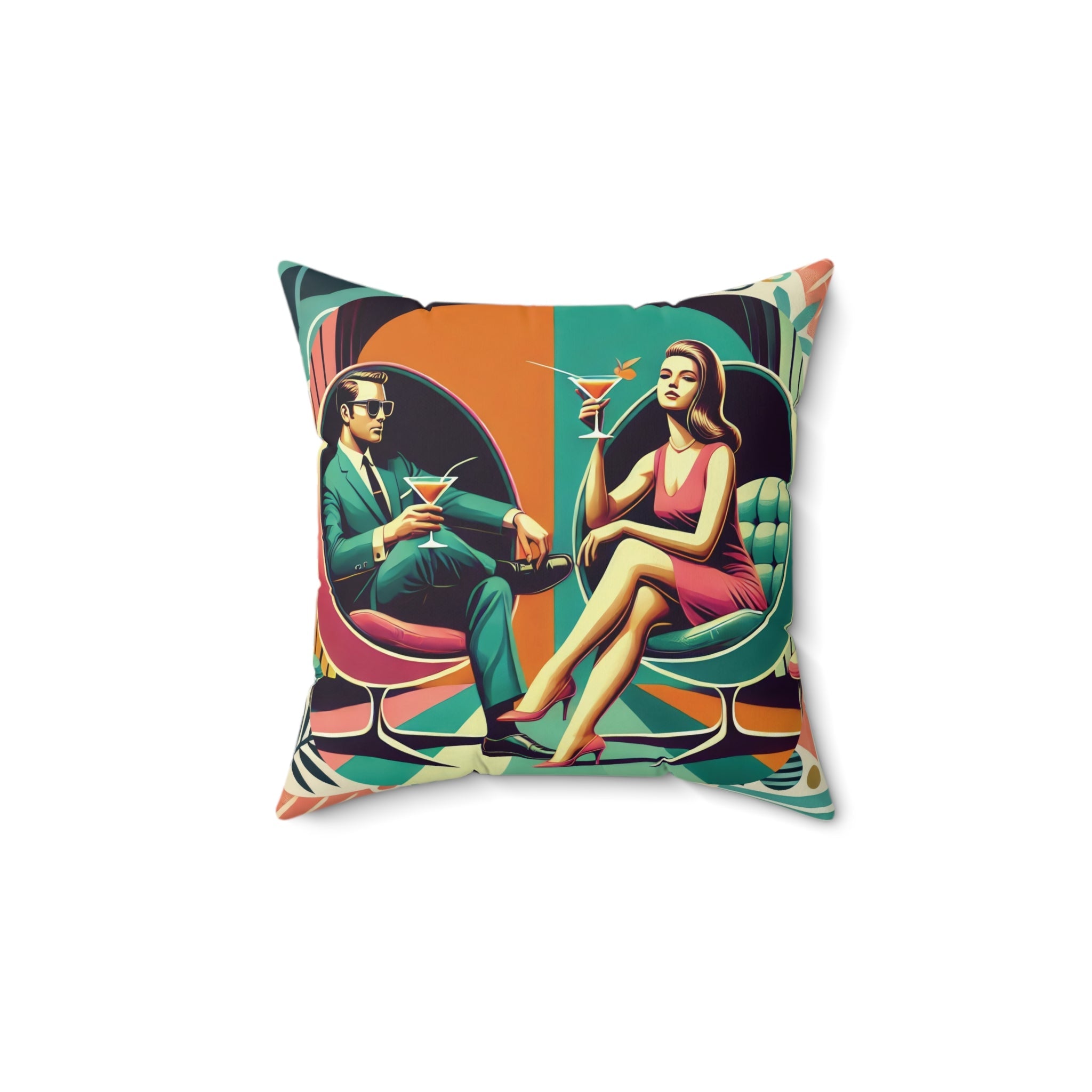 Kate McEnroe New York Kitschy Kitsch Cocktail Lounge Pillow, Mid Century Modern Retro Martini Bar CushionThrow Pillows18973635254281420011