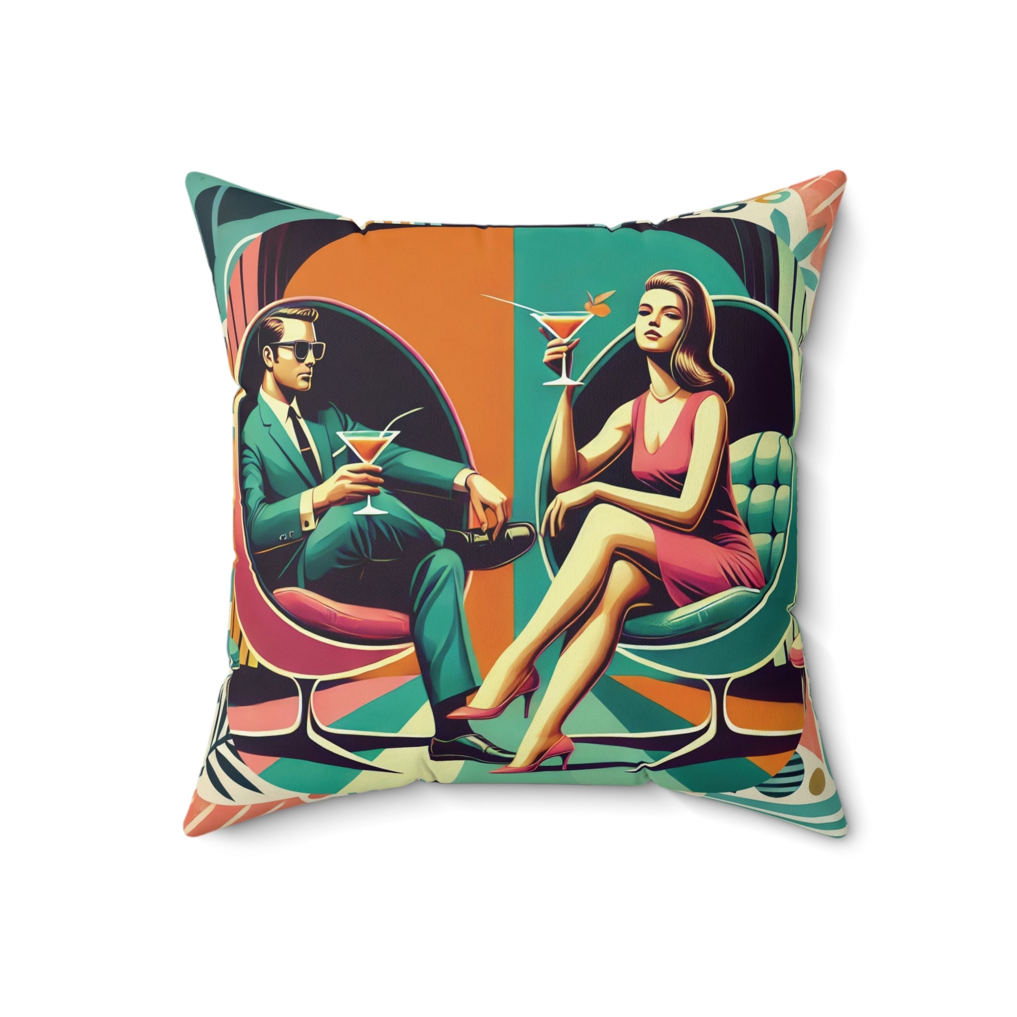 Kate McEnroe New York Kitschy Kitsch Cocktail Lounge Pillow, Mid Century Modern Retro Martini Bar CushionThrow Pillows23048649132892379643