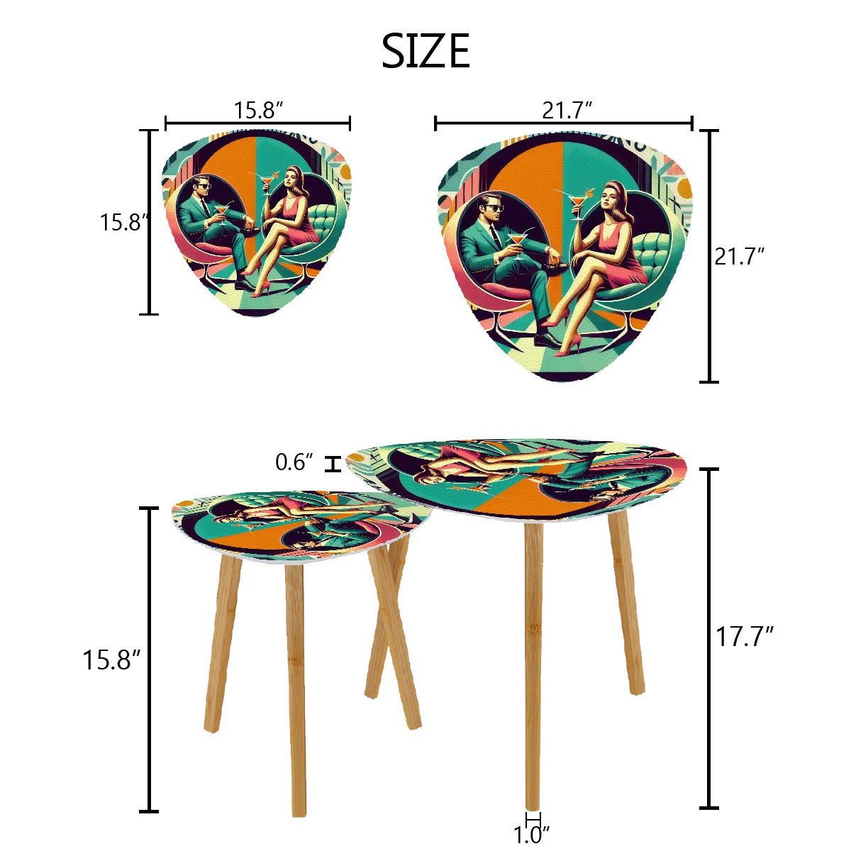 Kate McEnroe New York Kitschy Kitsch Mid Century Modern Nesting Tables, Retro Mod Atomic Lounge AccentNesting Tables1RPpdvzu2B