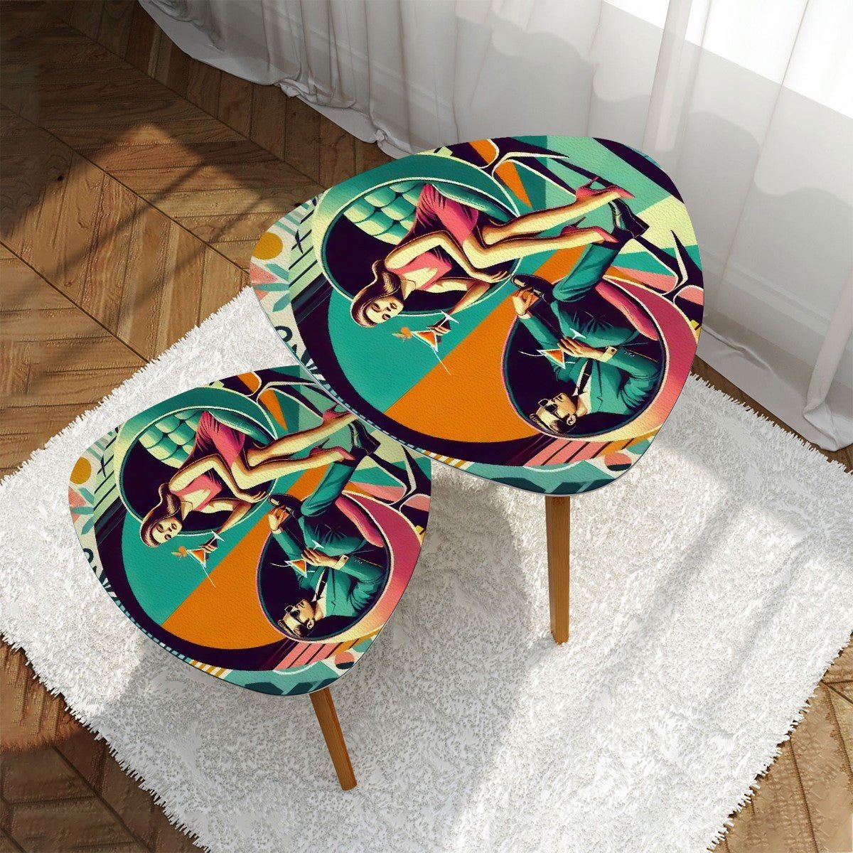 Kate McEnroe New York Kitschy Kitsch Mid Century Modern Nesting Tables, Retro Mod Atomic Lounge AccentNesting Tables1RPpdvzu2B