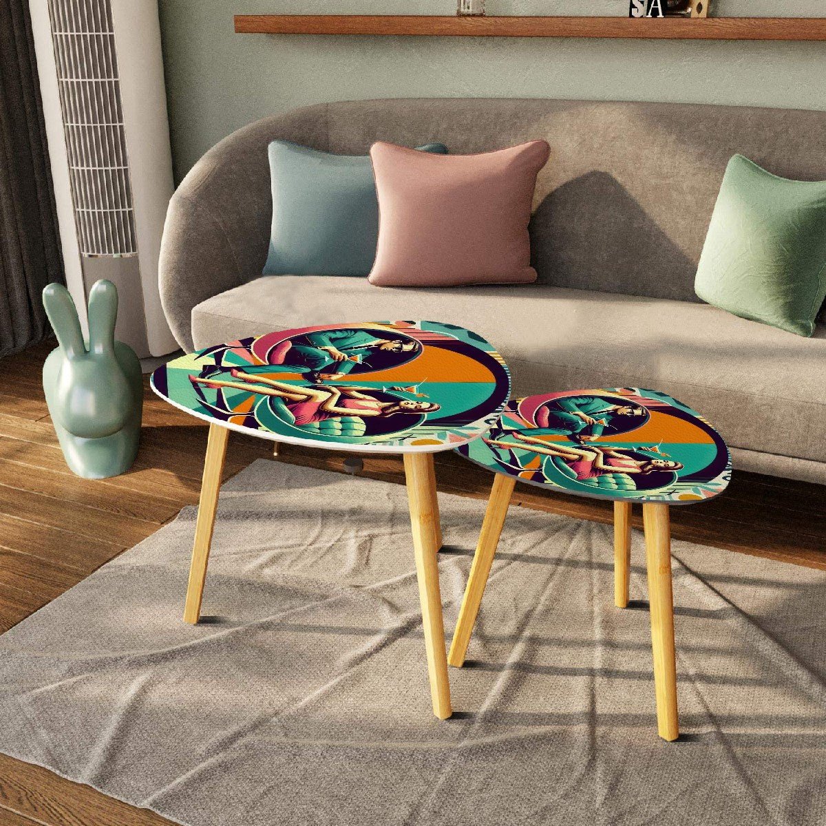 Kate McEnroe New York Kitschy Kitsch Mid Century Modern Nesting Tables, Retro Mod Atomic Lounge AccentNesting Tables1RPpdvzu2B